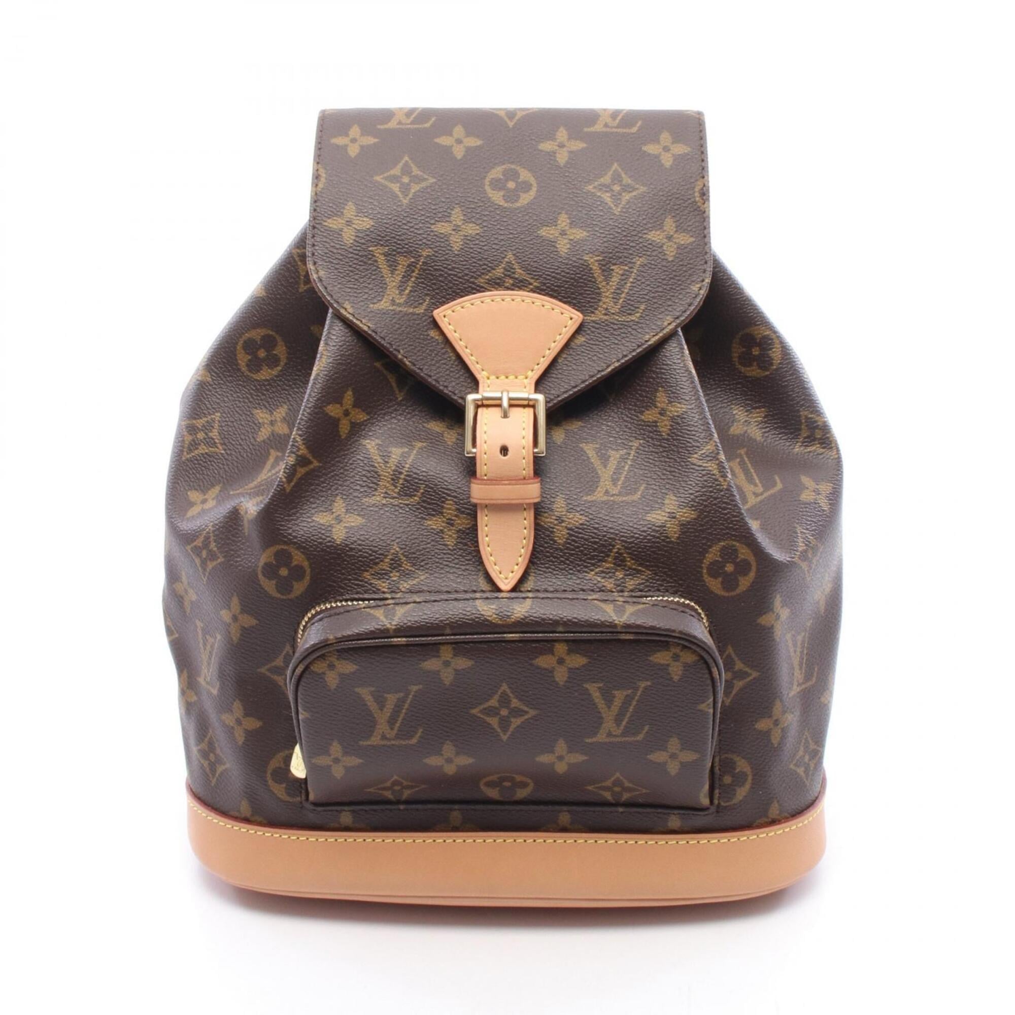 Louis Vuitton Brown Coated Canvas Leather Backpack Handbag (Pre-Owned)