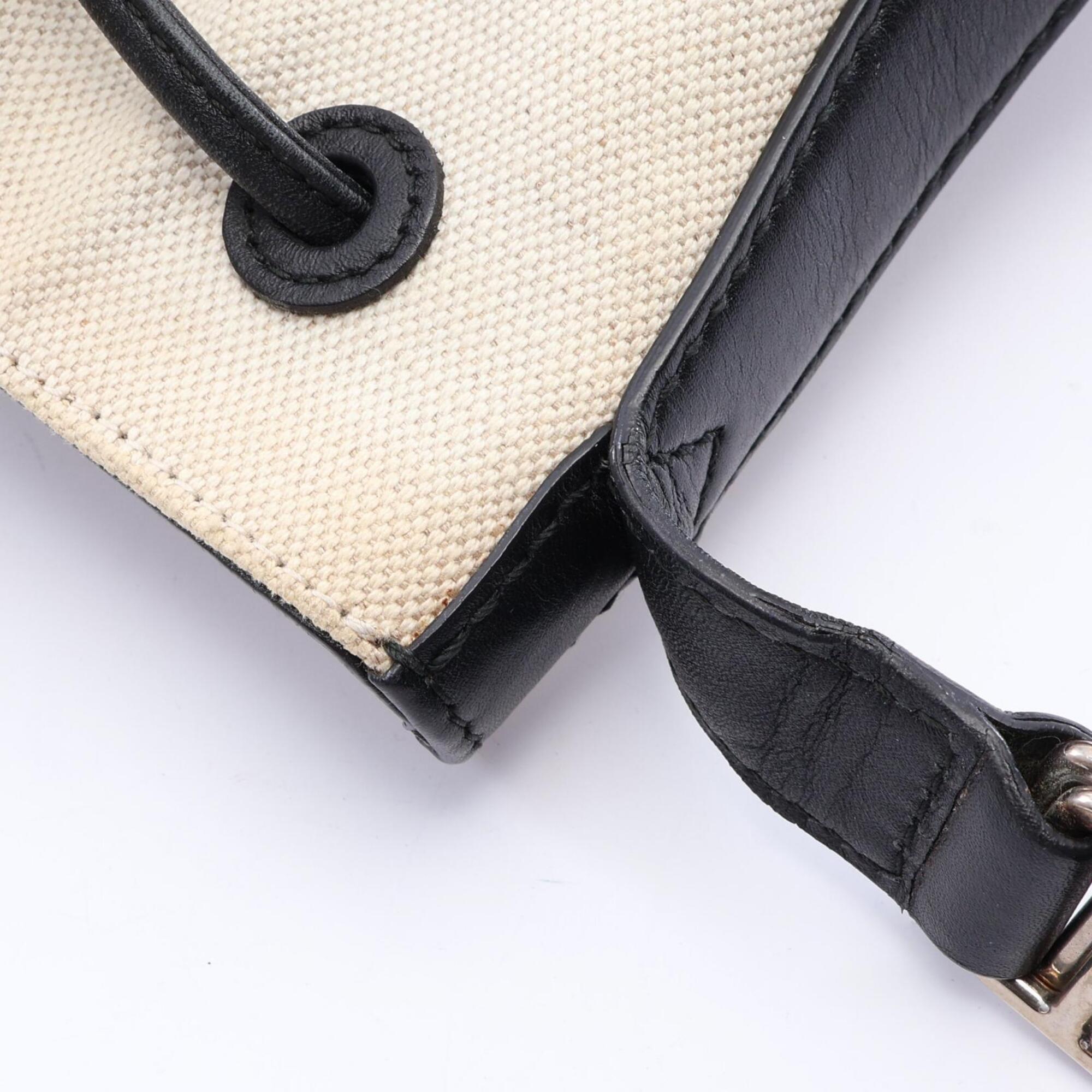 Balenciaga Black Ivory Navy Canvas Leather Handbag Pouch Shoulder Bag (Pre-Owned)