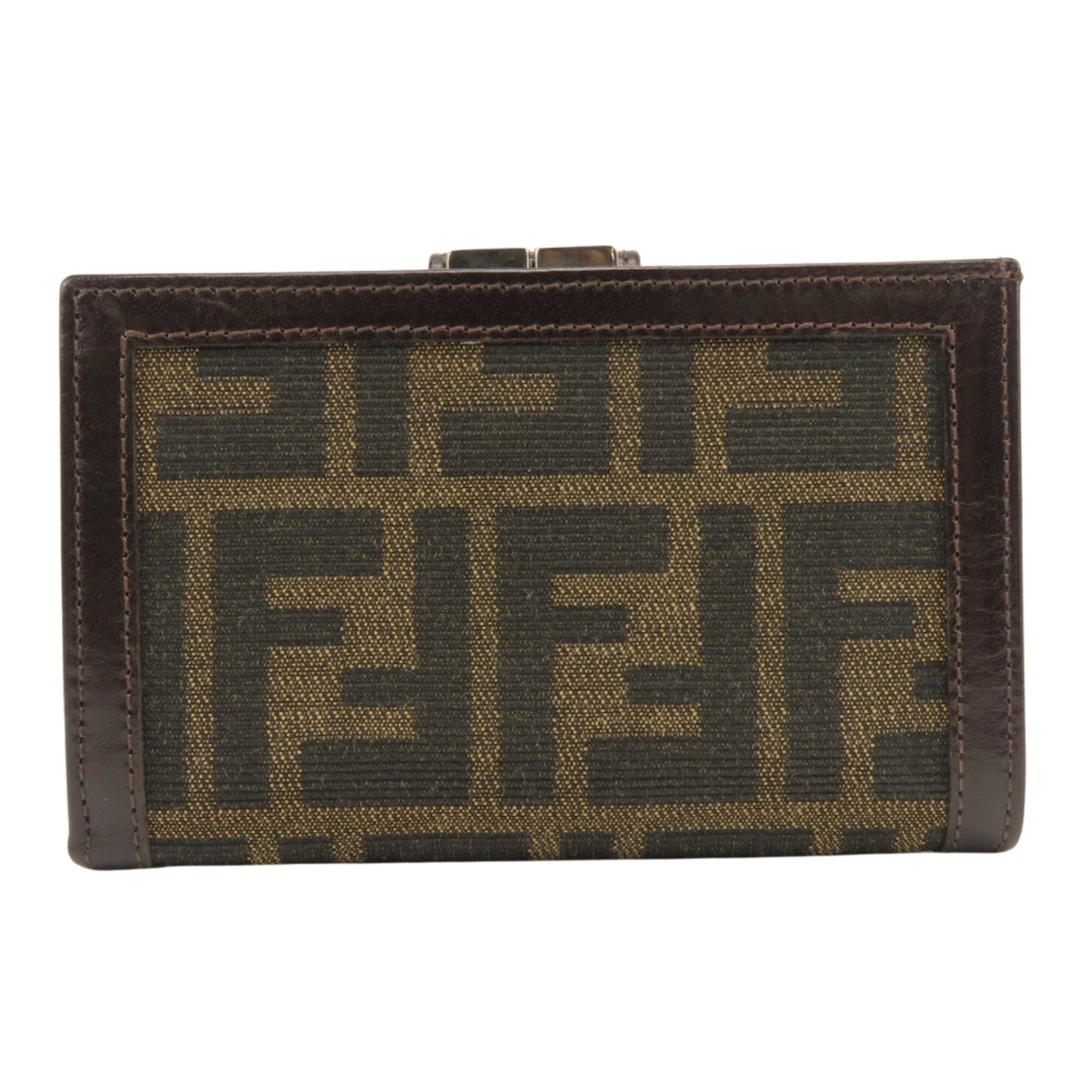Fendi Zucca Brown Canvas Leather Wallet (Bi-Fold) (Pre-Owned)