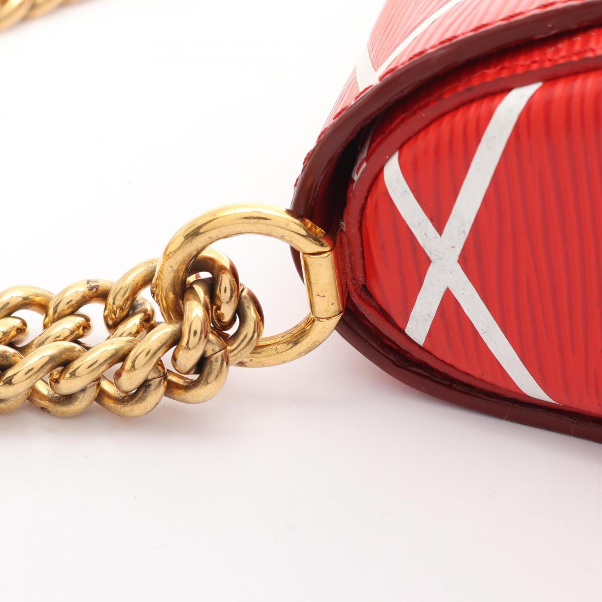 Louis Vuitton Red Color White Leather Handbag Shoulder Bag (Pre-Owned)