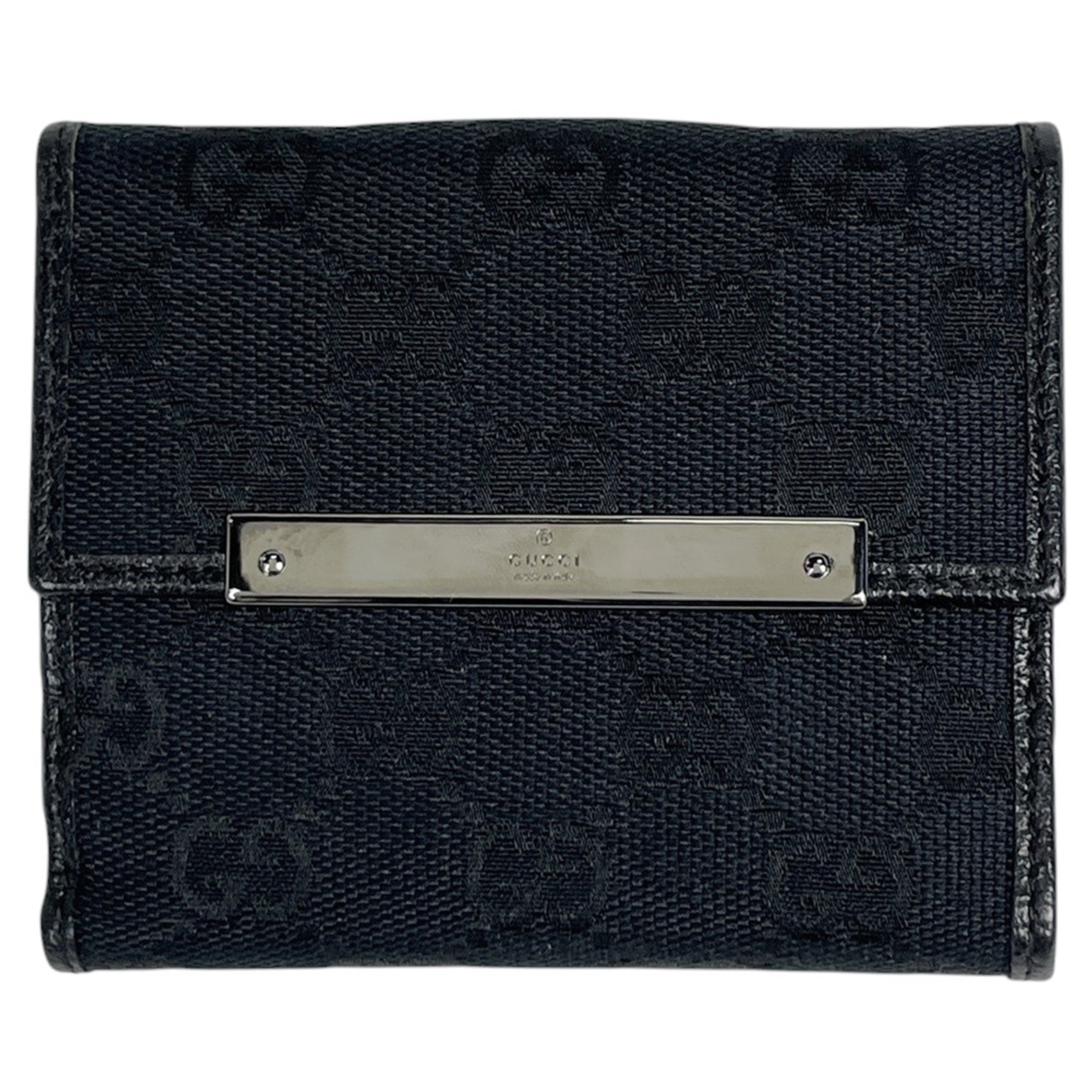 Gucci Black Gg Canvas Leather Wallet (Bi-Fold) (Pre-Owned)