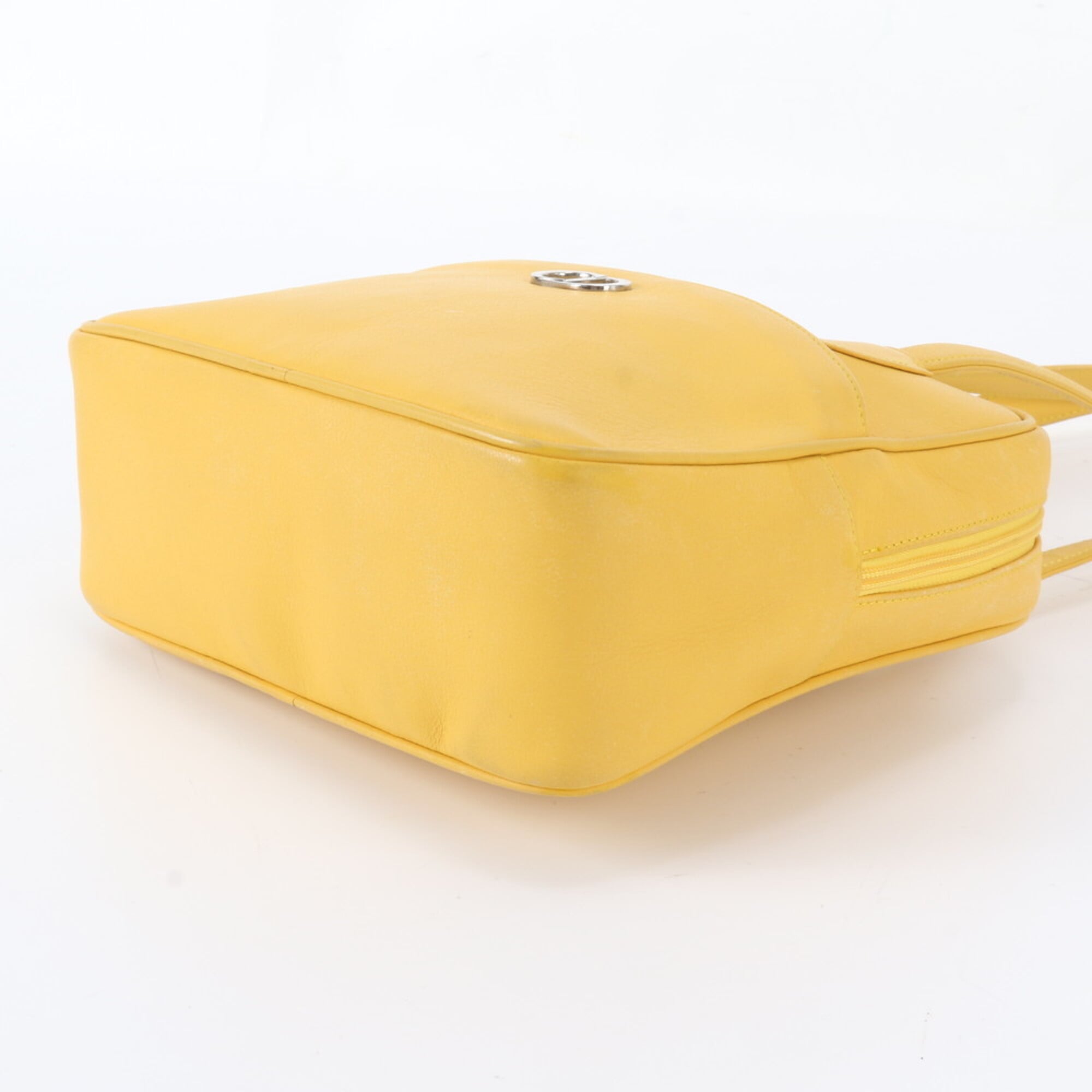 Christian Dior Yellow Leather Handbag Shoulder Bag Tote Bag (Pre-Owned)