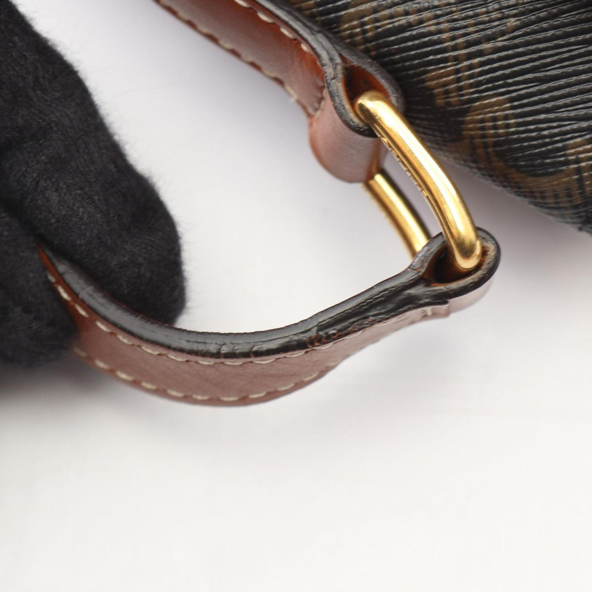 Celine Black Brown Coated Canvas Leather Handbag Shoulder Bag (Pre-Owned)