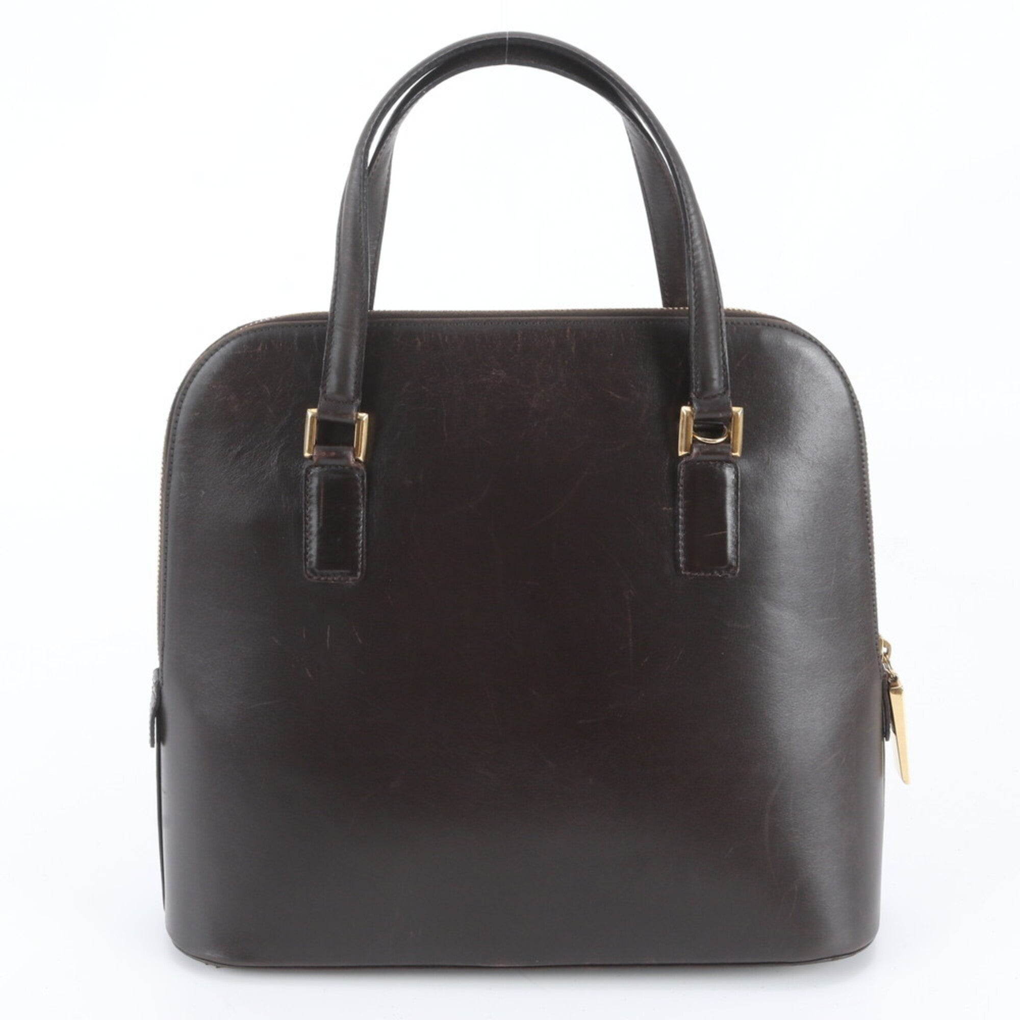 Salvatore Ferragamo Brown Dark Brown Leather Handbag Tote Bag (Pre-Owned)