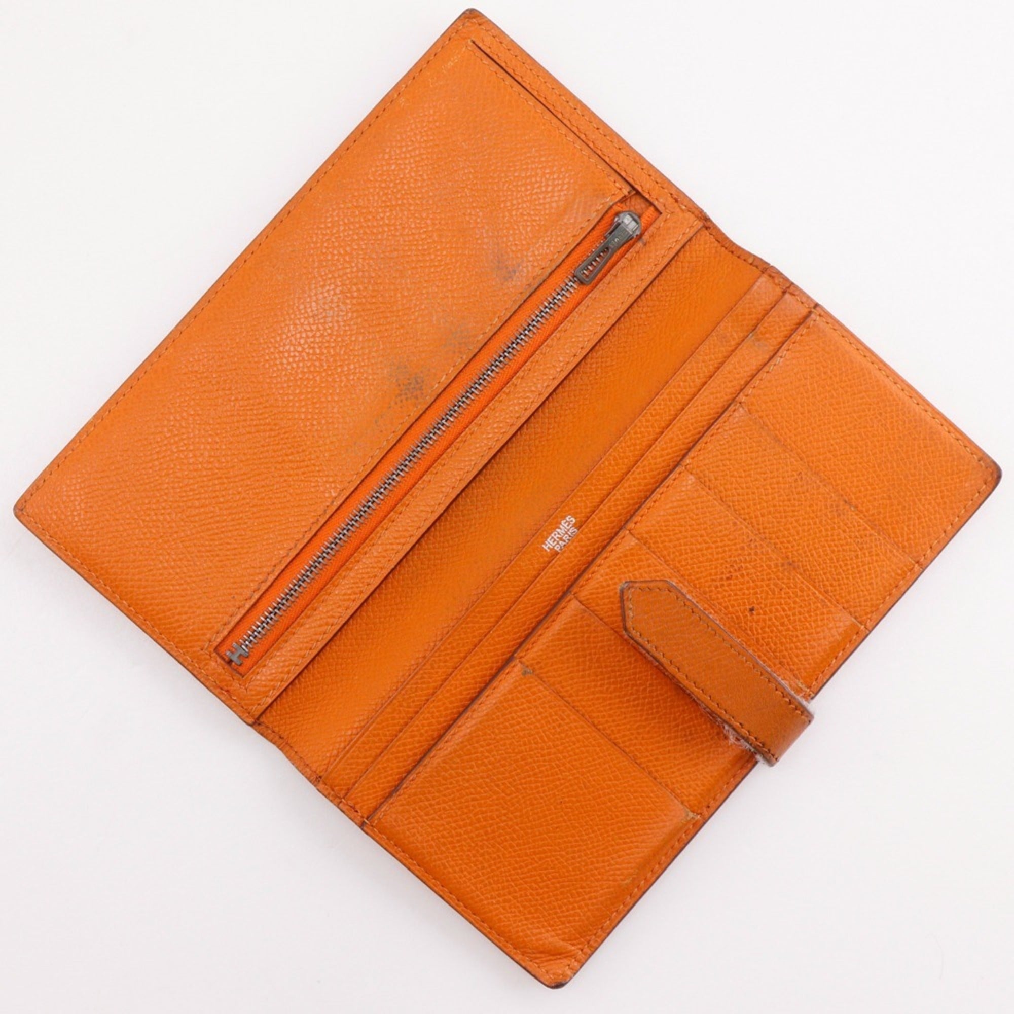 Hermes Orange Epsom Leather Long Wallet (Bi-Fold) (Pre-Owned)