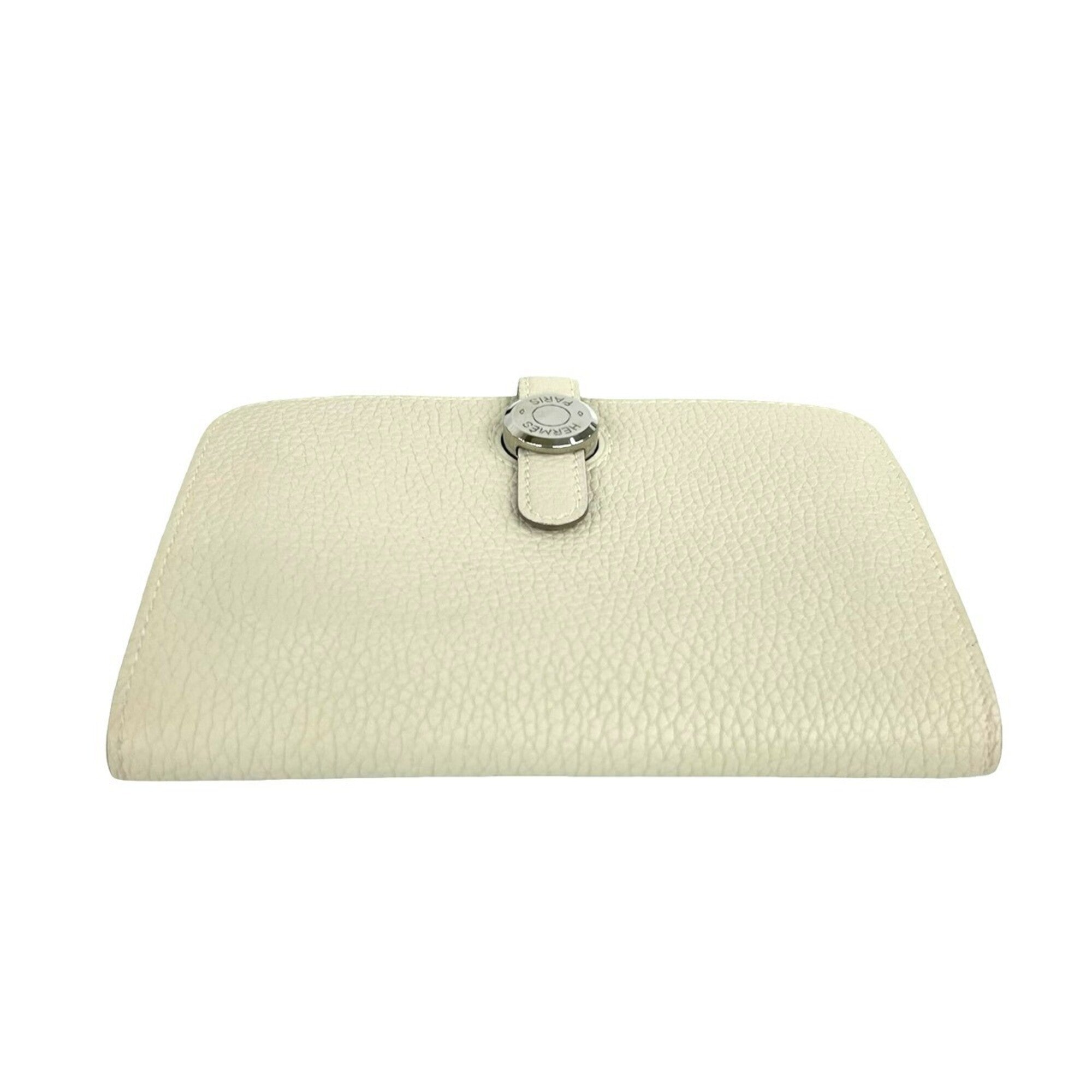 Hermes White Taurillon Clemence Leather Wallet (Bi-Fold) (Pre-Owned)