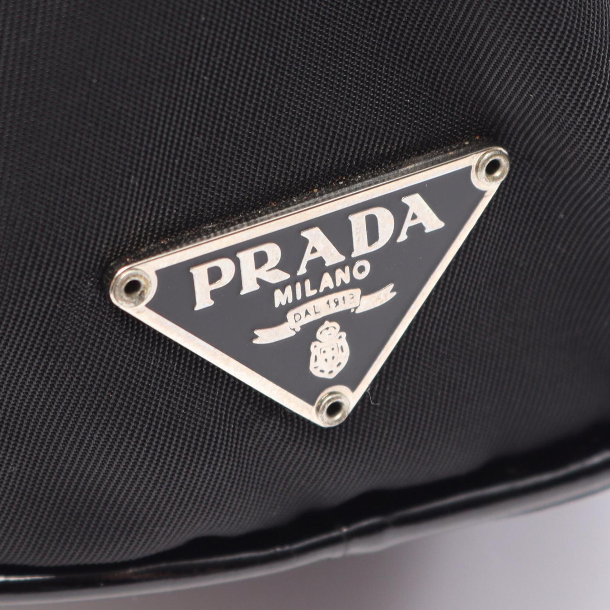 Prada Black Nylon Leather Handbag Shoulder Bag (Pre-Owned)