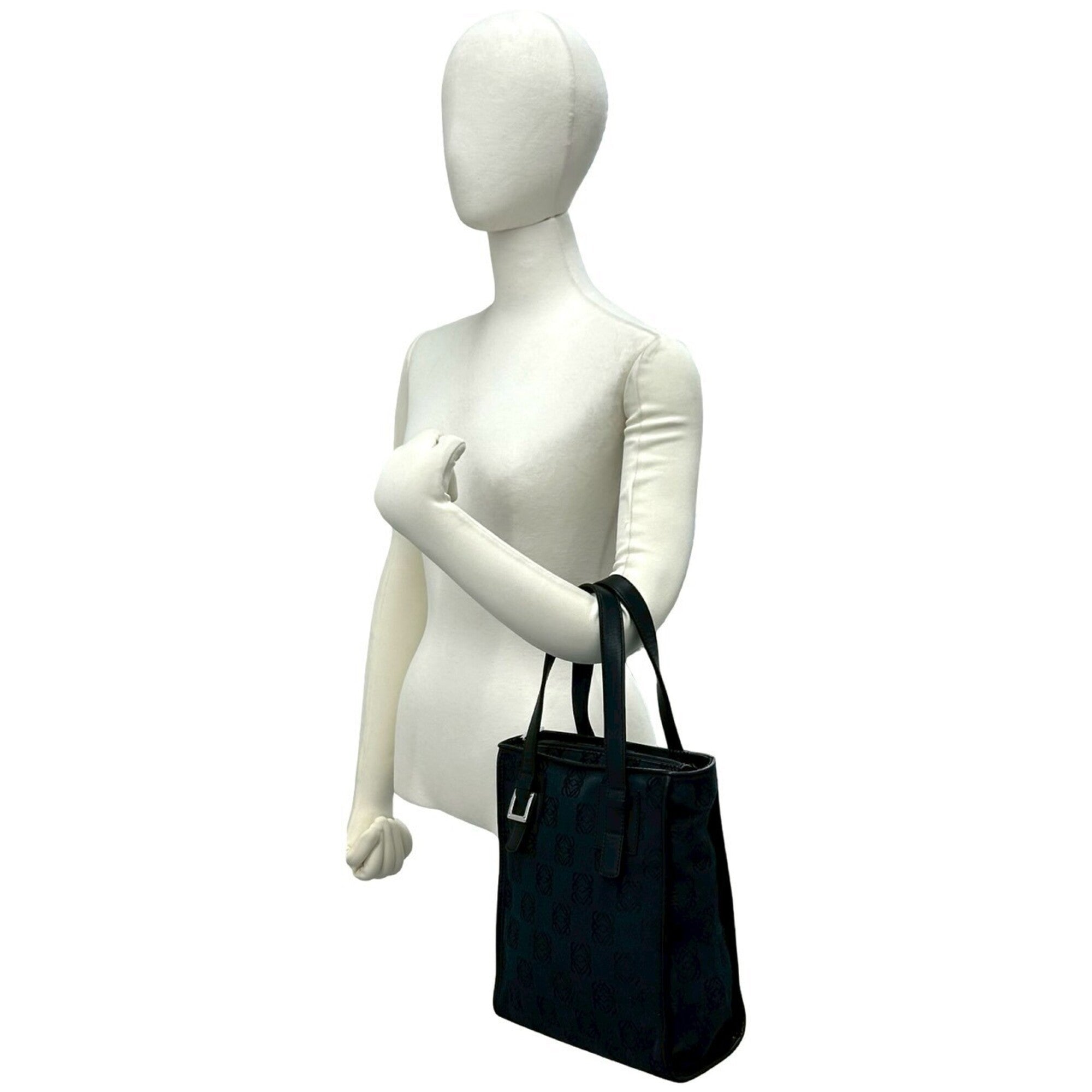 Loewe Black Canvas Leather Handbag Tote Bag (Pre-Owned)