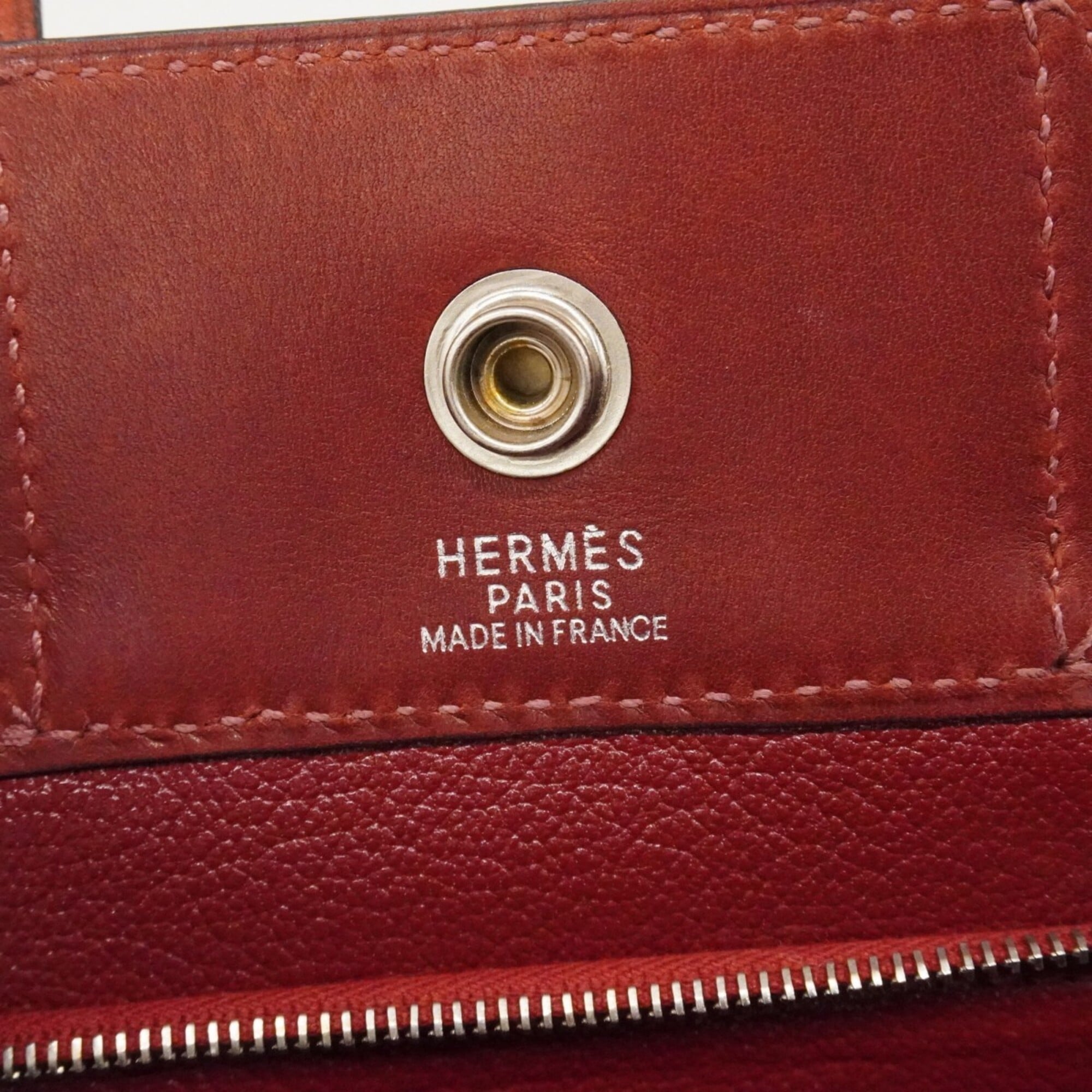 Hermes Bordeaux Toile H Leather Handbag (Pre-Owned)