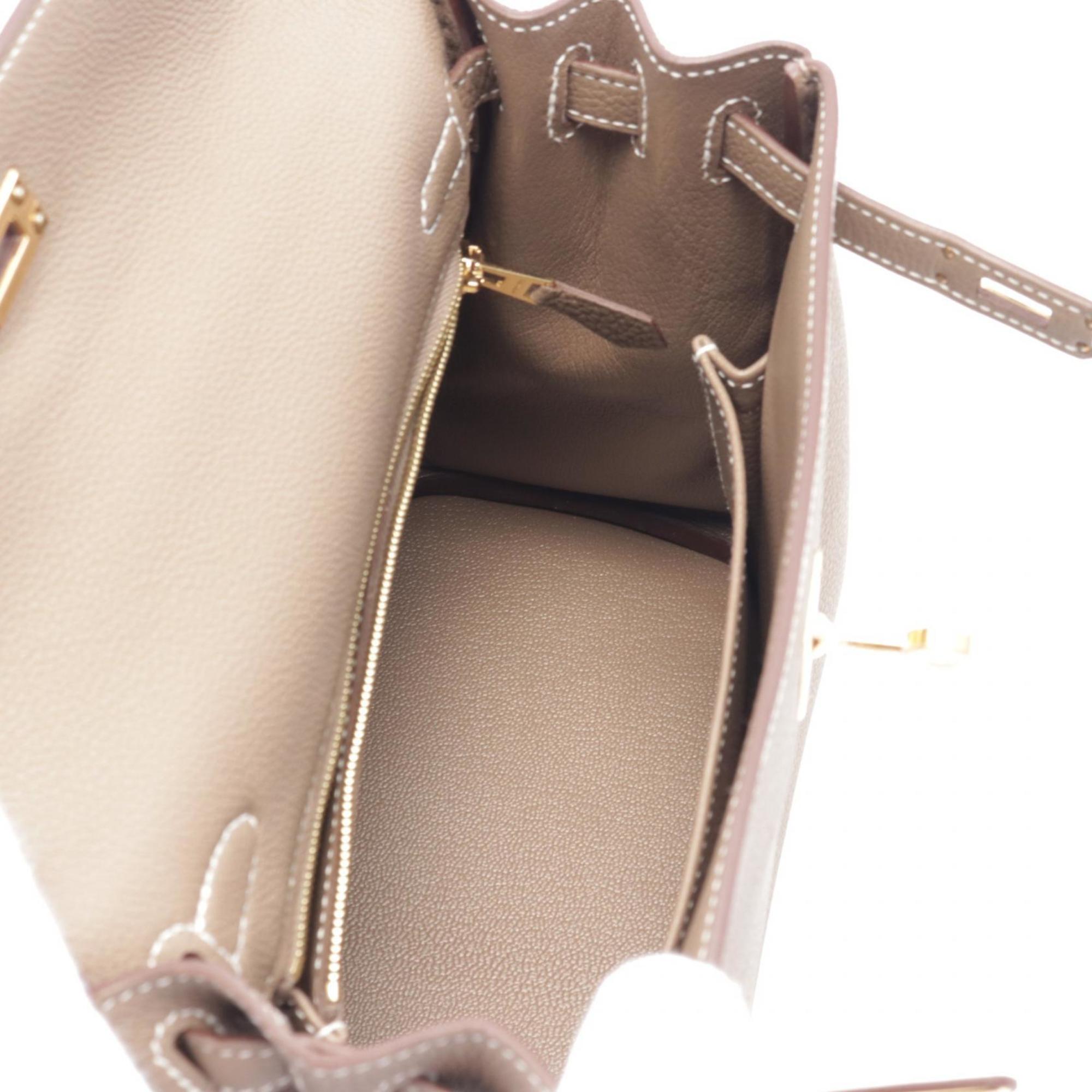 Hermes Brown Etoupe Gray Togo Leather Handbag (Pre-Owned)