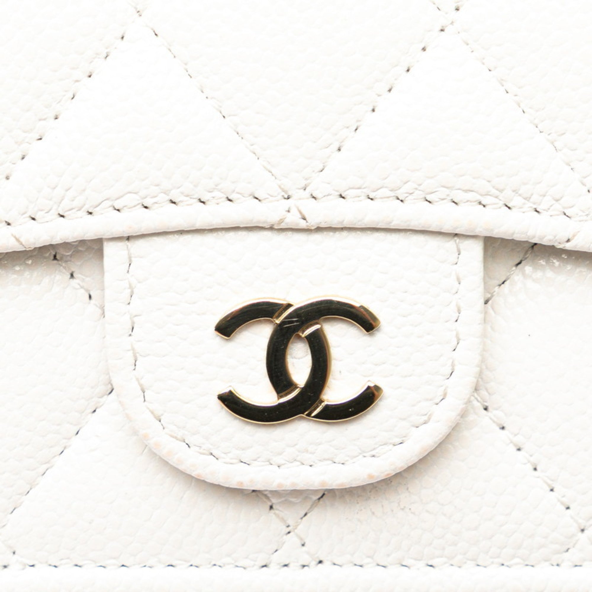Chanel Matelasse White Grained Calfskin Wallet (Tri-Fold) (Pre-Owned)