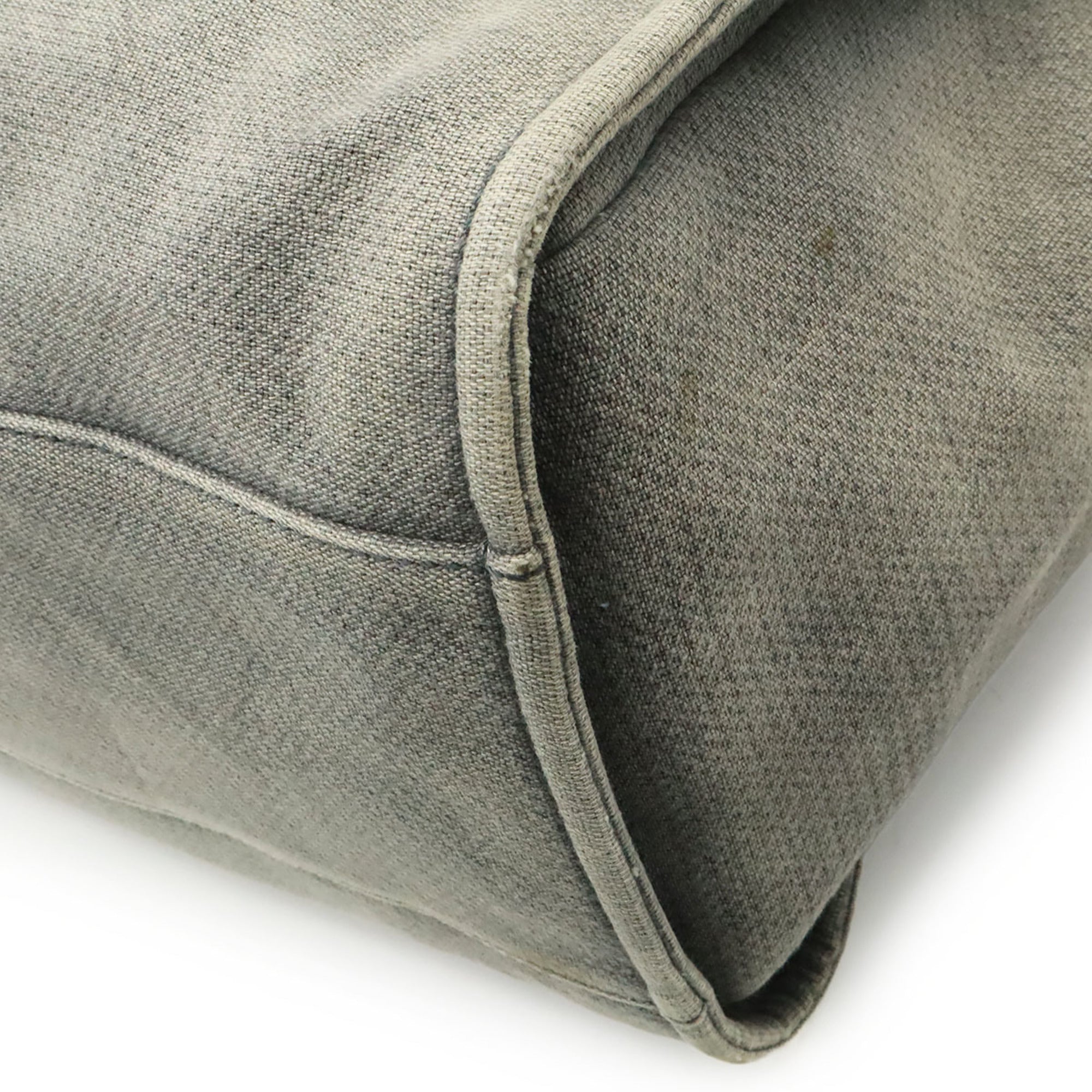 Chanel Black Gray Canvas Shoulder Bag Tote Bag (Pre-Owned)