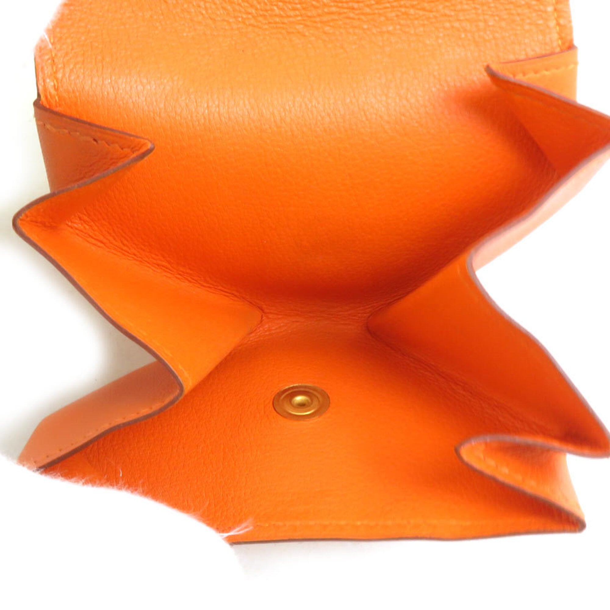 Hermes Orange Leather Coin Purse/Coin Case (Pre-Owned)