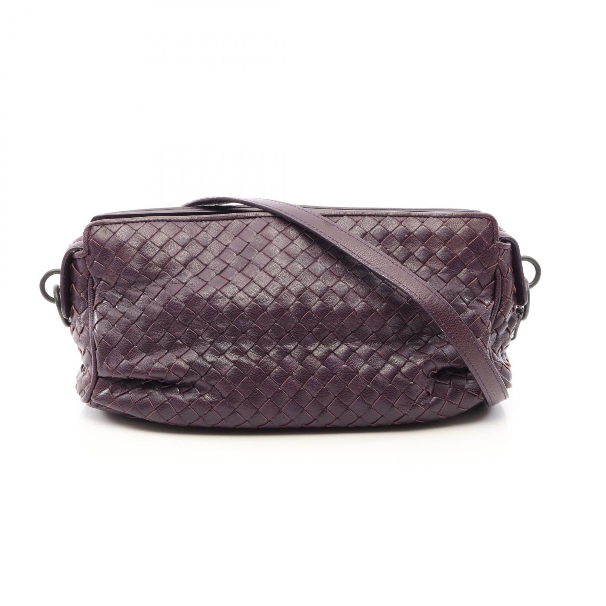 Bottega Veneta Intrecciato Purple Leather Handbag Shoulder Bag (Pre-Owned)