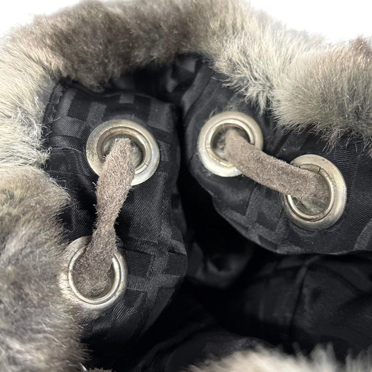 Fendi Gray Fur Suede Backpack (Pre-Owned)