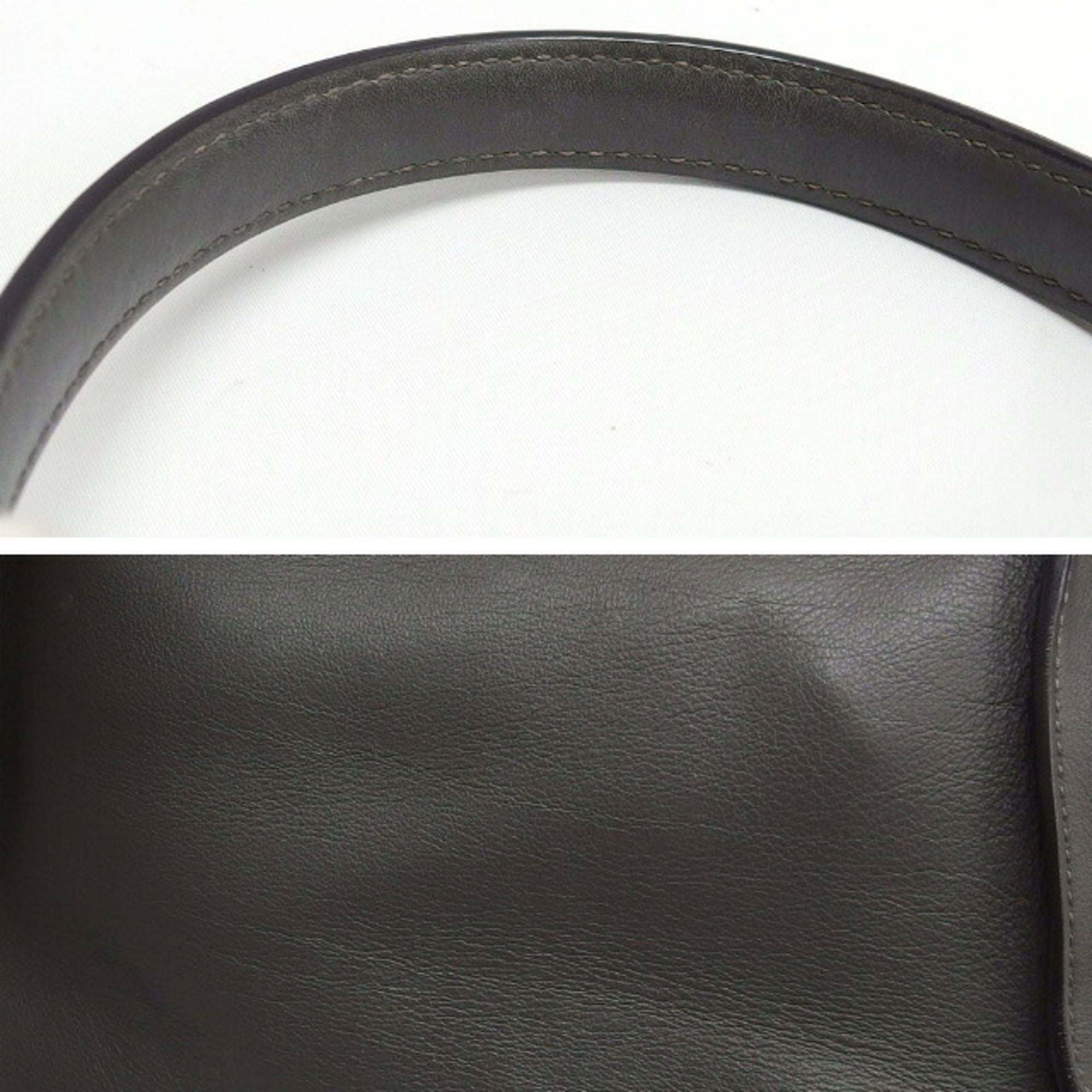 Fendi Peekaboo Gray Leather Handbag Shoulder Bag (Pre-Owned)
