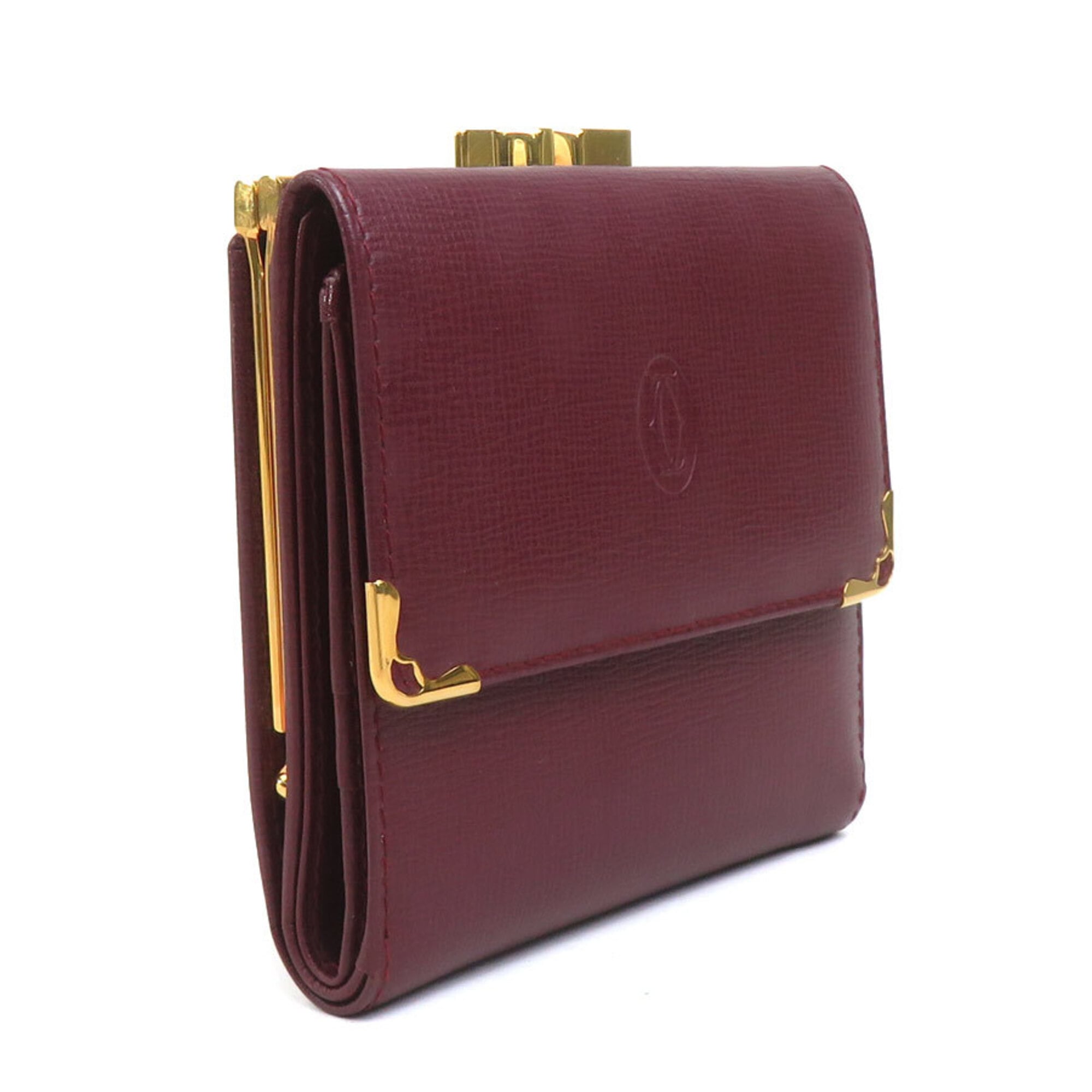 Cartier Bordeaux Leather Wallet (Tri-Fold) (Pre-Owned)