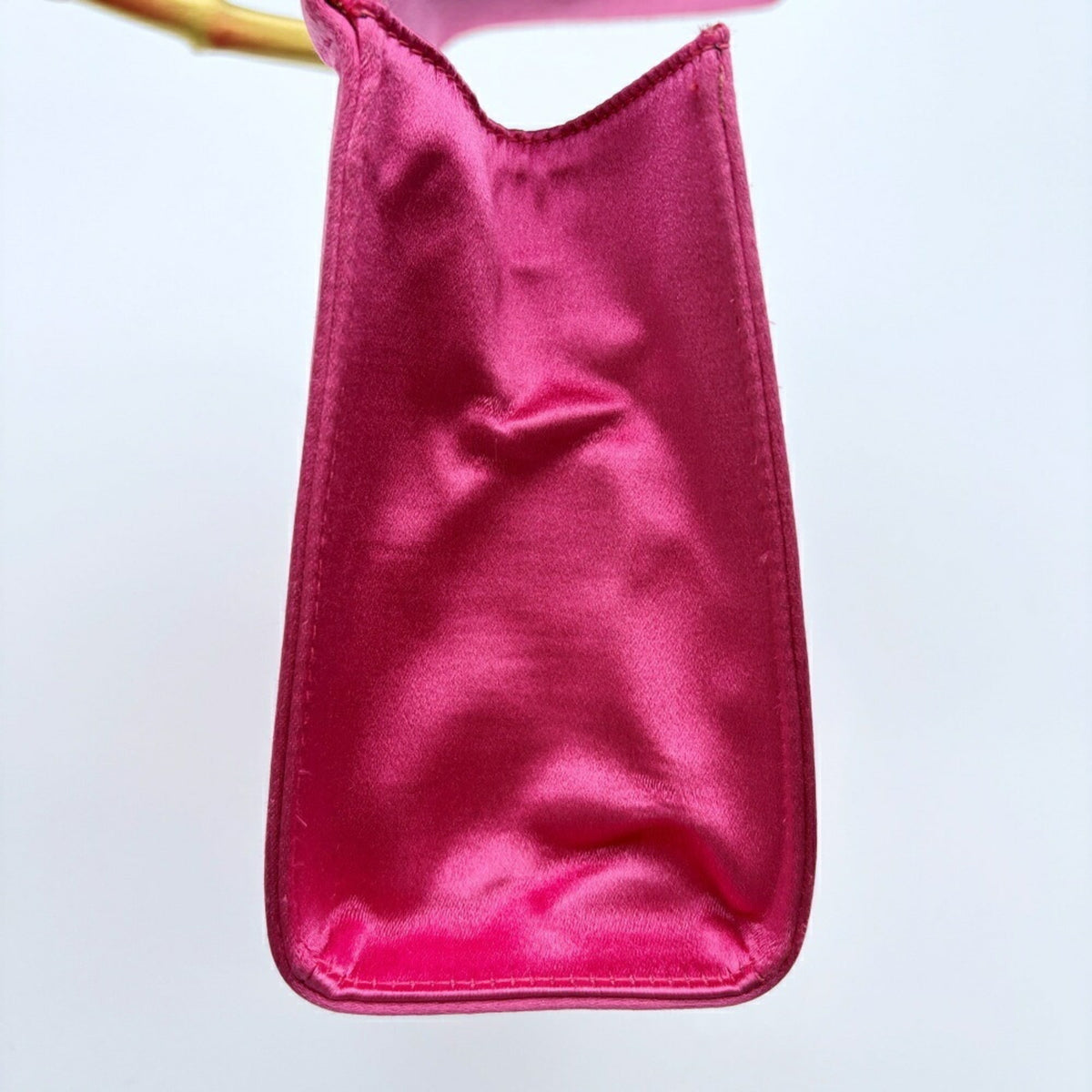 Gucci Gold Pink Bamboo Satin Handbag (Pre-Owned)