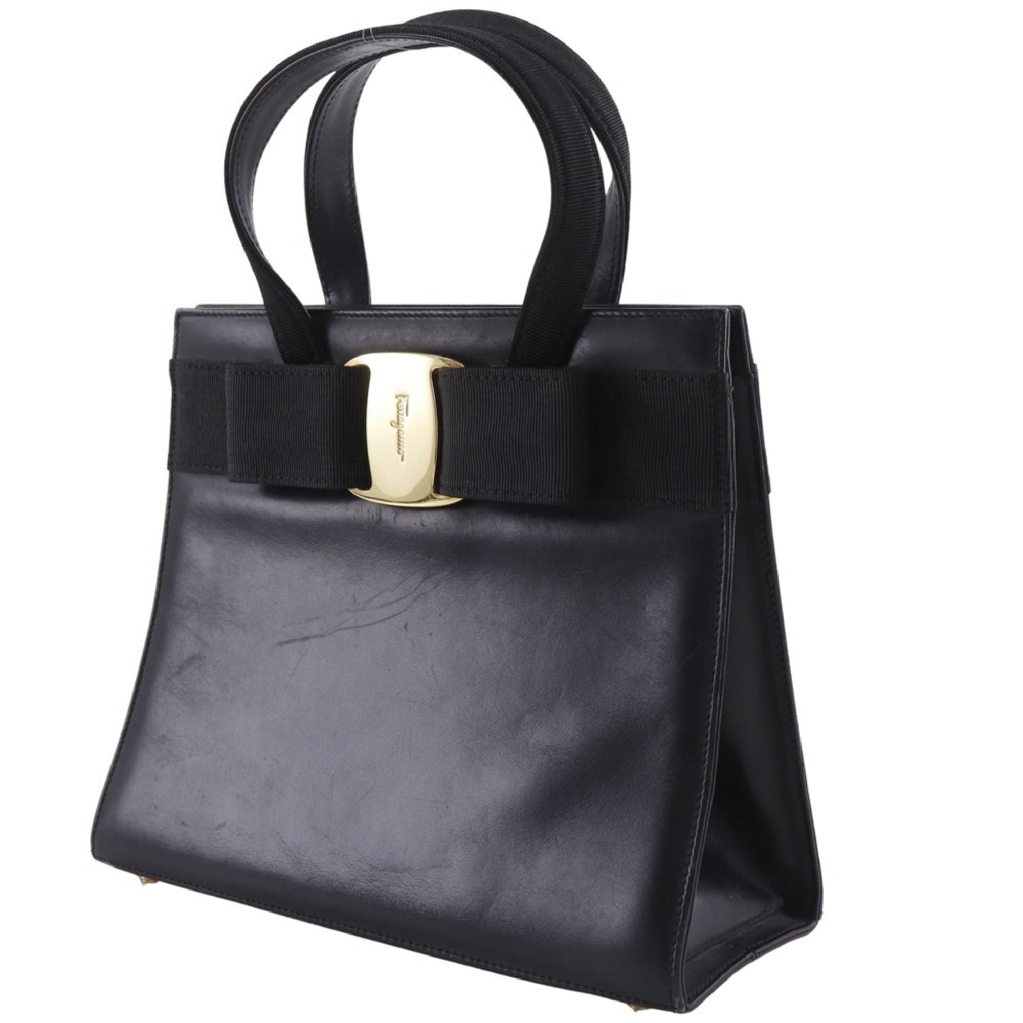 Salvatore Ferragamo Black Leather Handbag (Pre-Owned)
