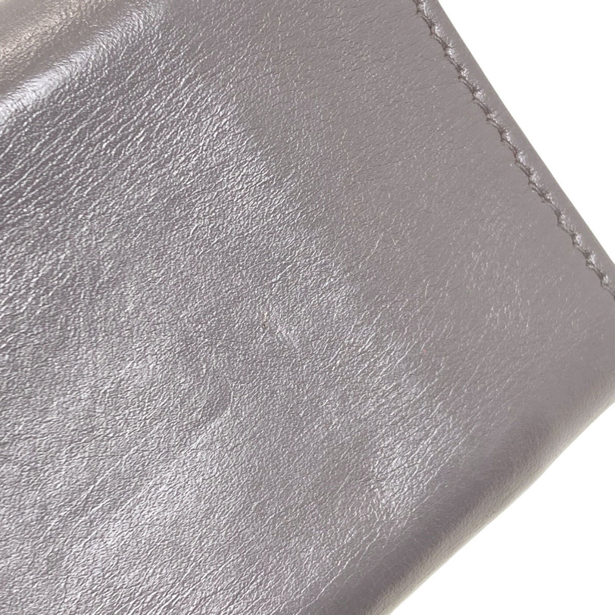 Yves Saint Laurent Gray Leather Wallet (Tri-Fold) (Pre-Owned)