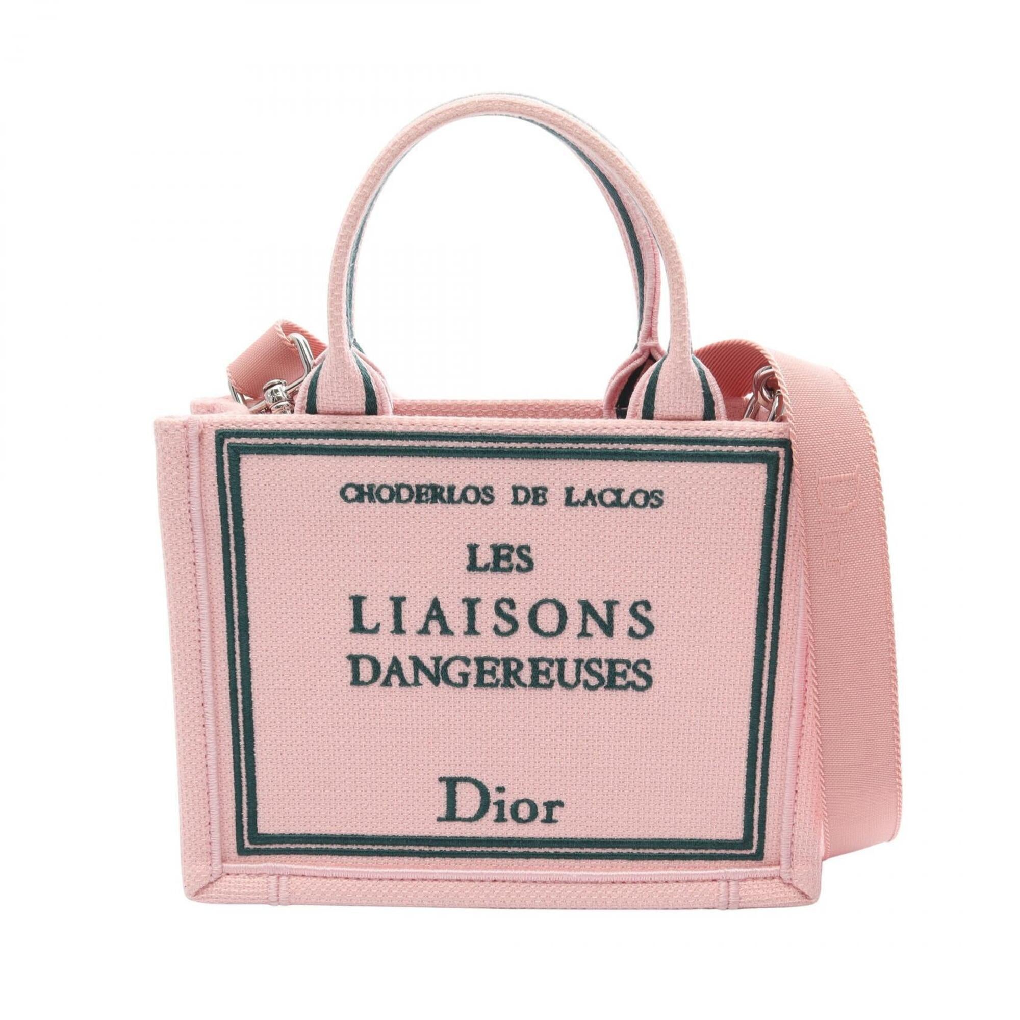 Christian Dior Green Pink Canvas Handbag Tote Bag (Pre-Owned)