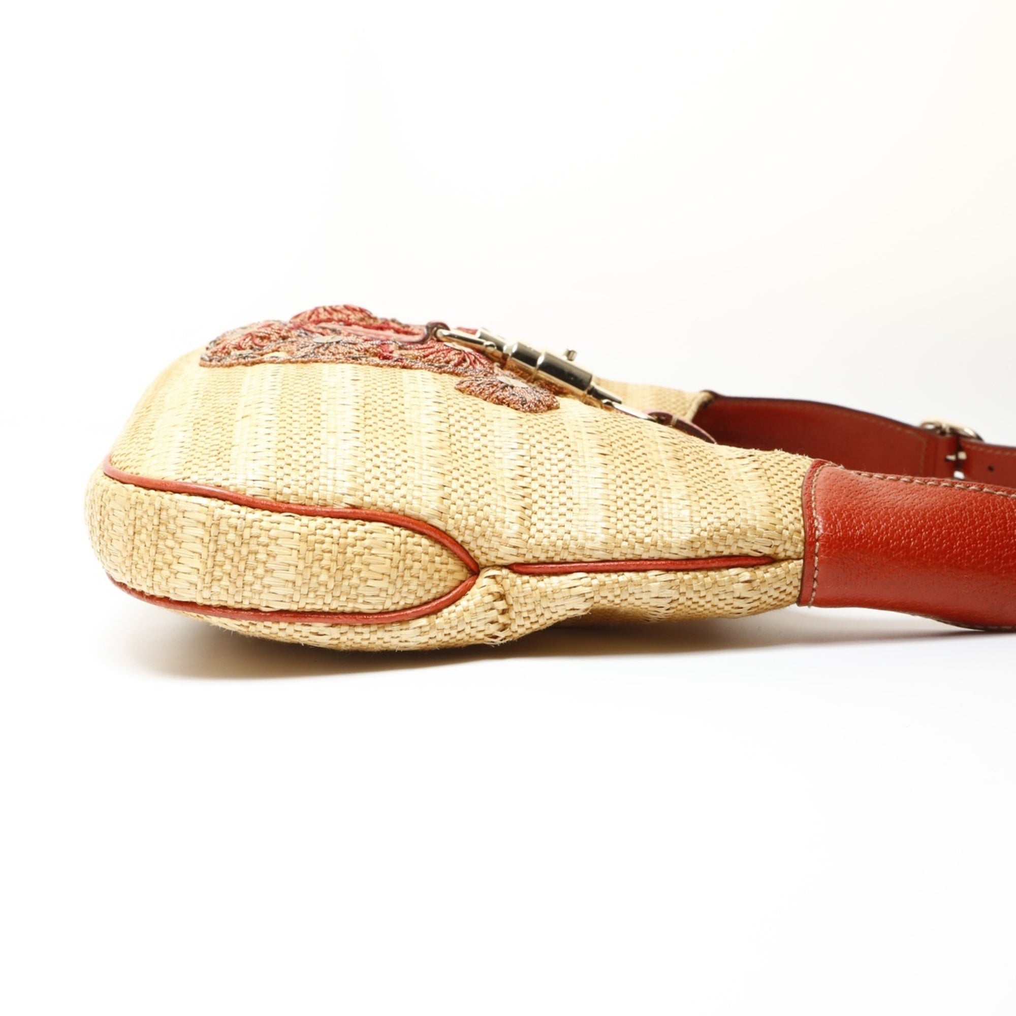 Gucci Jackie Beige Straw Raffia Shoulder Bag (Pre-Owned)