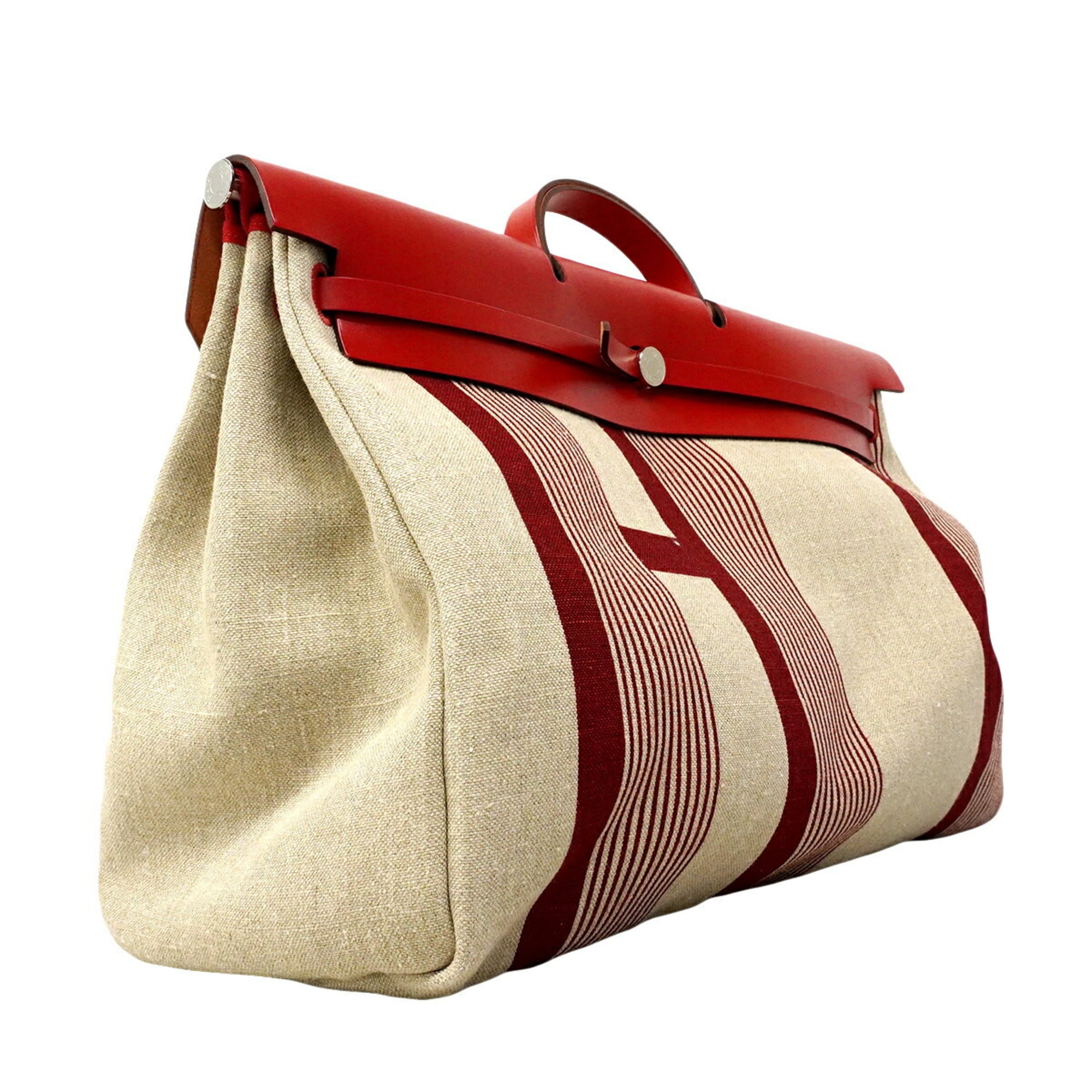 Hermes Red Color Canvas Handbag (Pre-Owned)