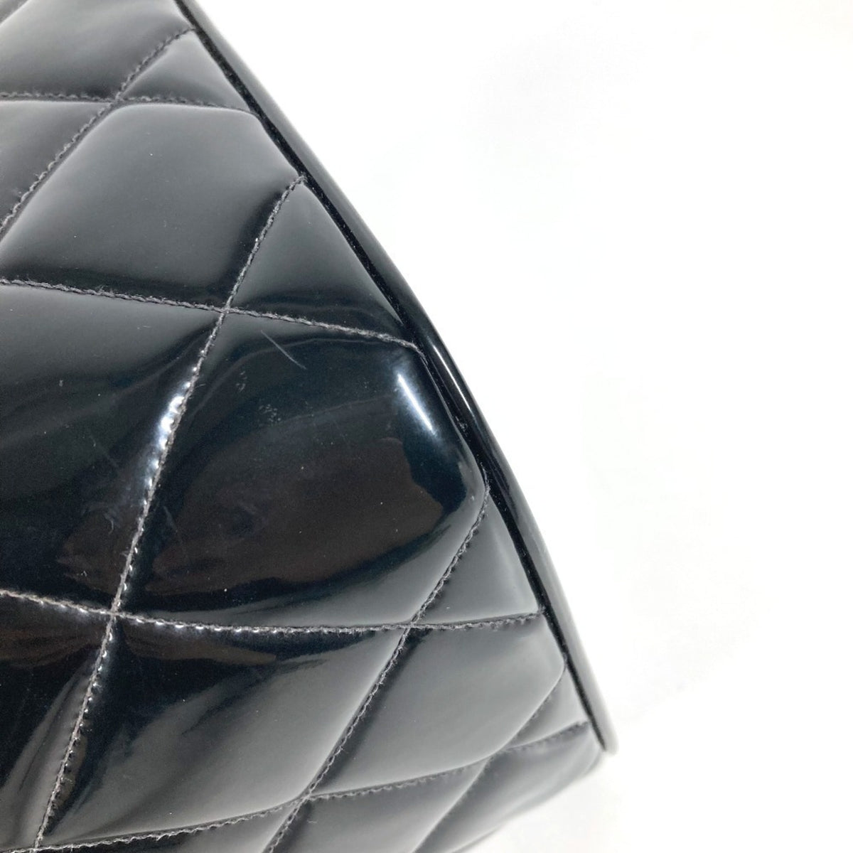 Chanel Matelasse Black Patent Leather Handbag Vanity Bag (Pre-Owned)
