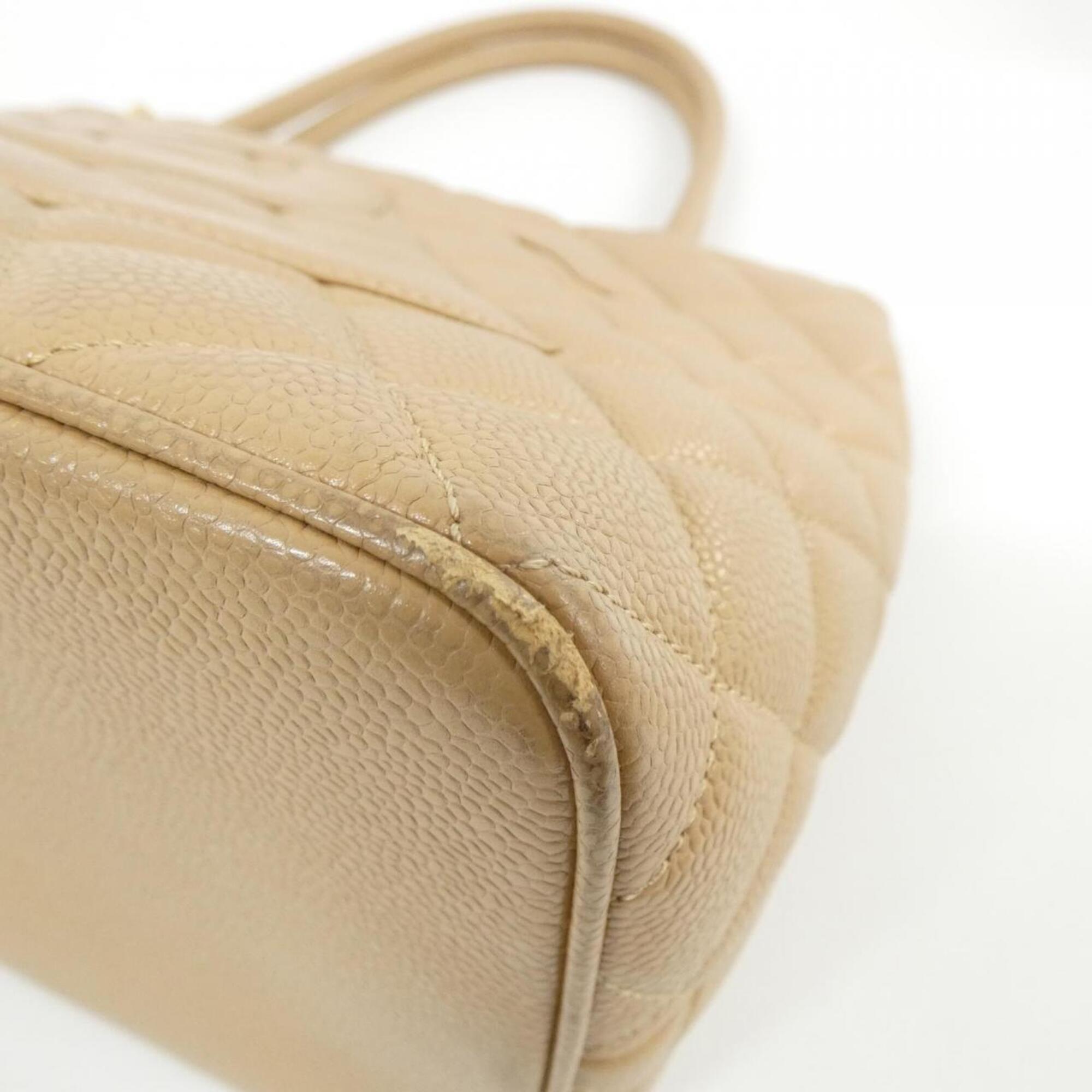 Chanel Beige Grained Calfskin Handbag (Pre-Owned)