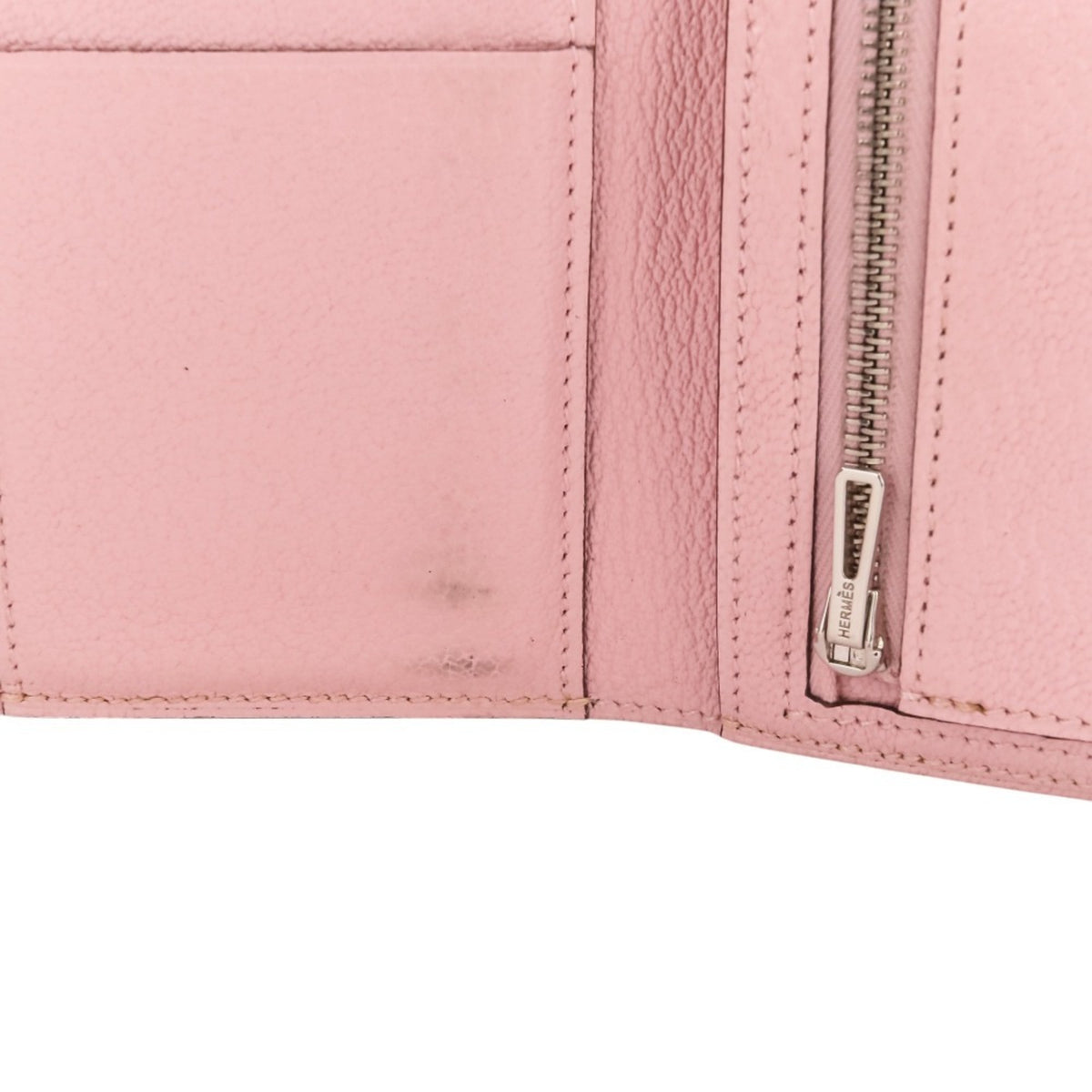 Hermes Black Pink Rose Sakura Chevre Leather Wallet (Tri-Fold) (Pre-Owned)
