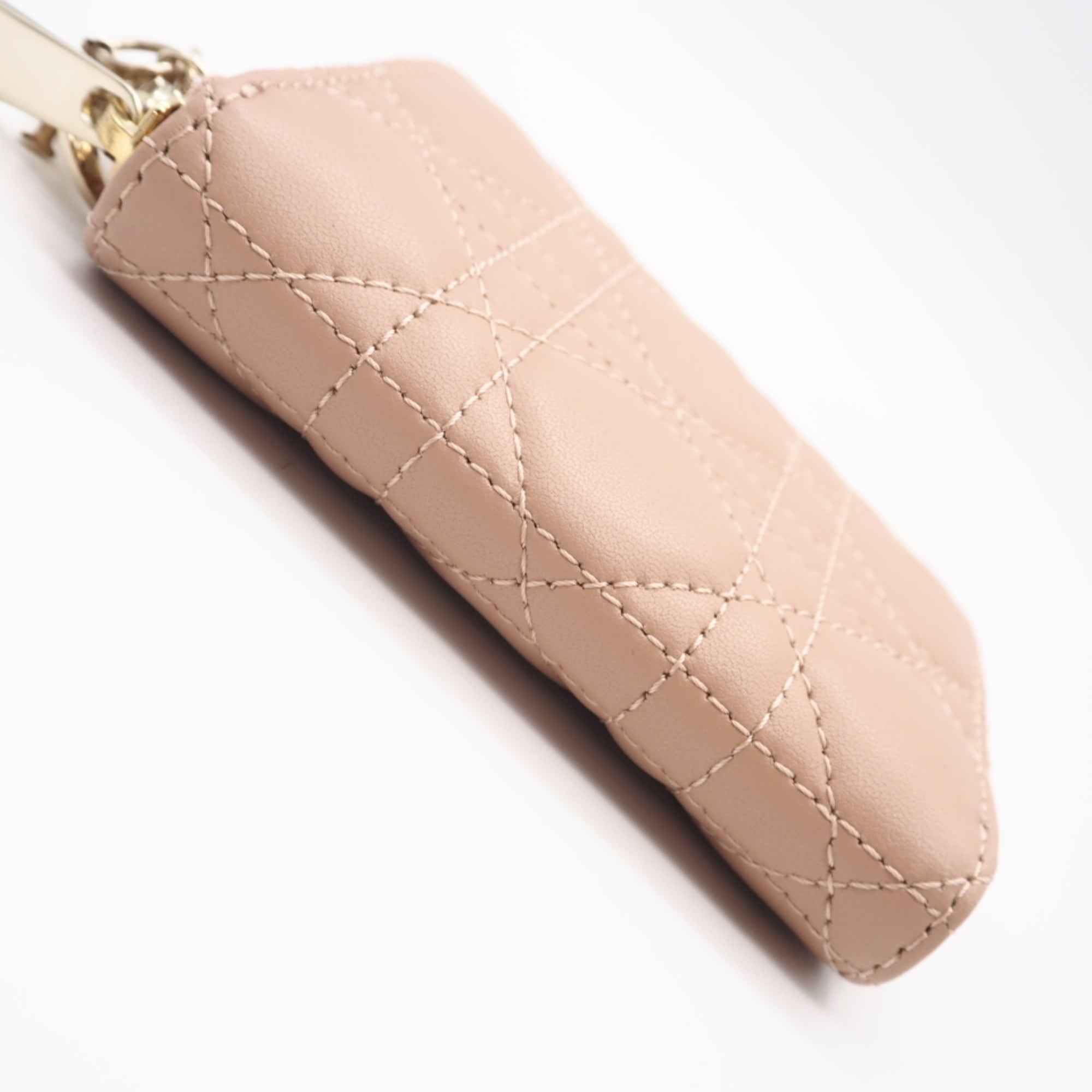 Christian Dior Lady Dior Pink Beige Leather Coin Purse/Coin Case (Pre-Owned)