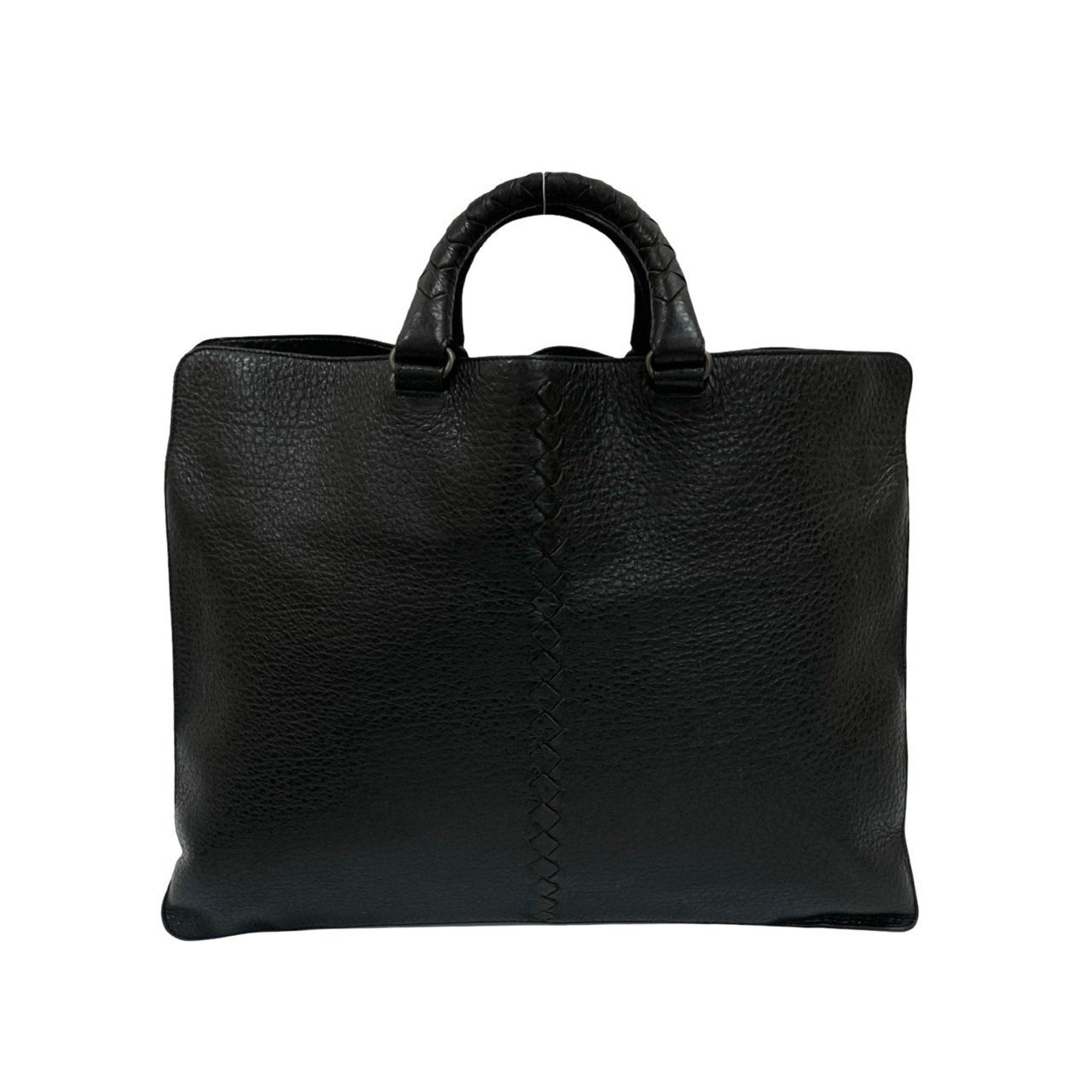 Bottega Veneta Black Leather Handbag Tote Bag (Pre-Owned)