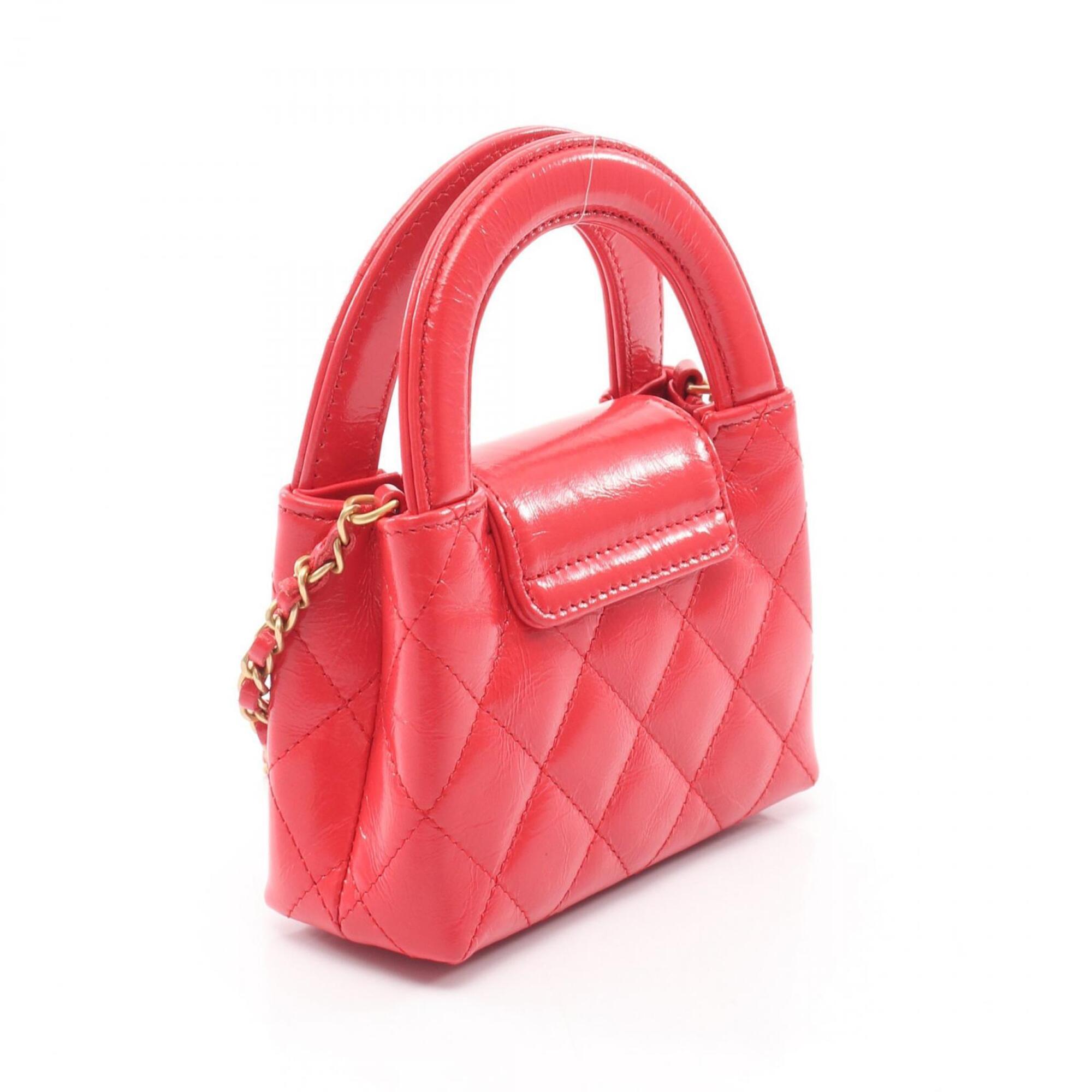 Chanel Red Color Patent Leather Handbag Shoulder Bag (Pre-Owned)