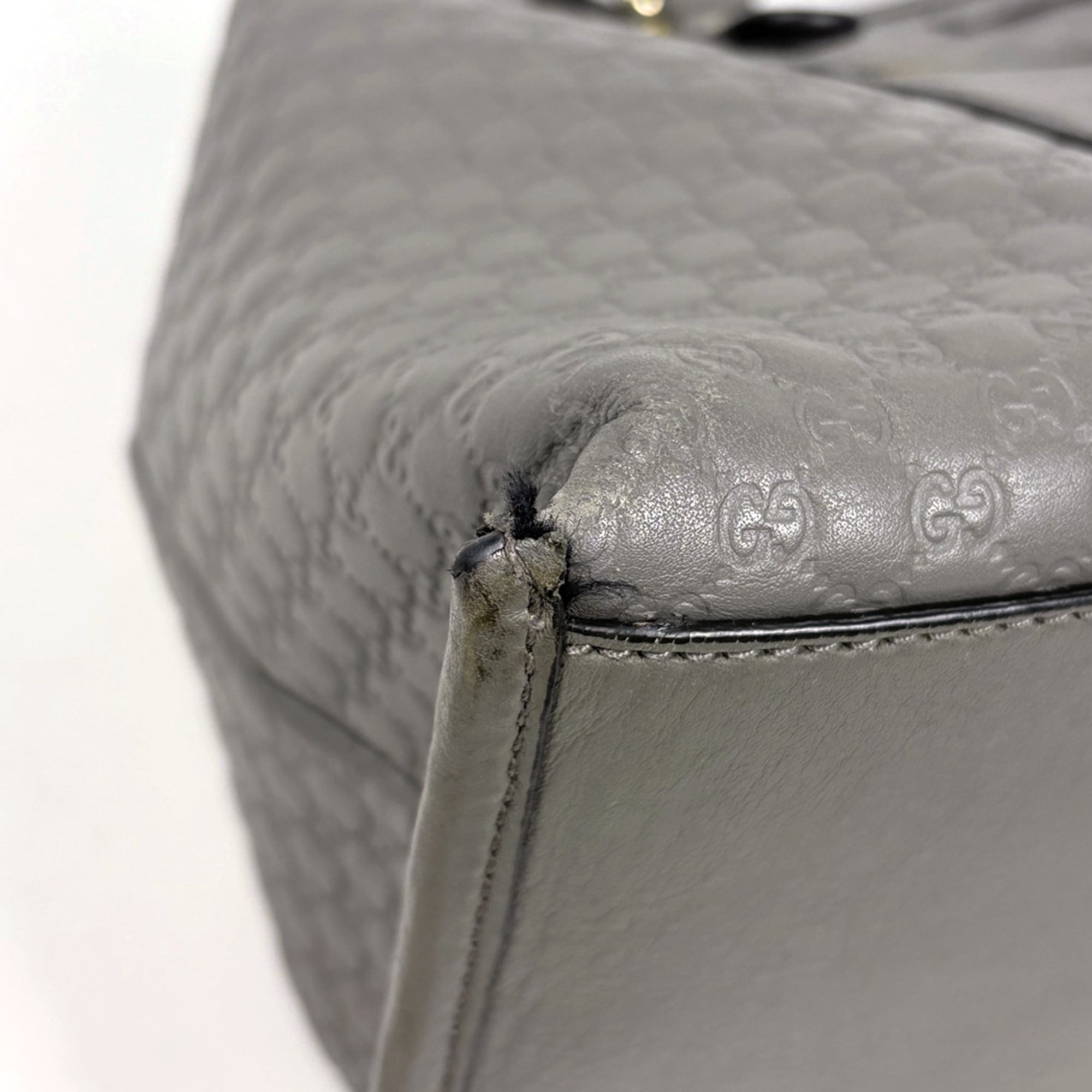 Gucci Gray Leather Handbag Shoulder Bag Tote Bag (Pre-Owned)