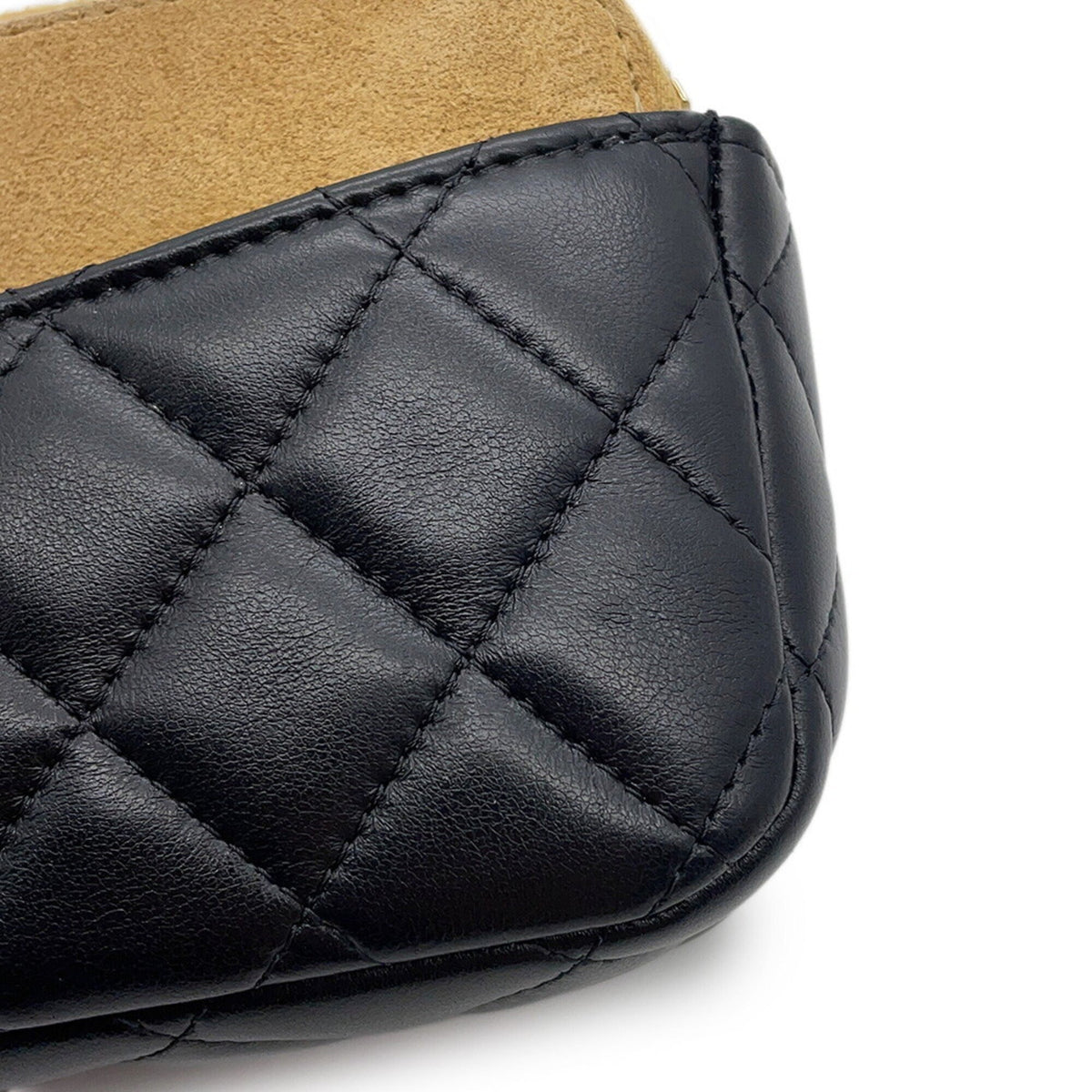 Chanel Matelasse Beige Black Suede Leather Handbag Shoulder Bag (Pre-Owned)