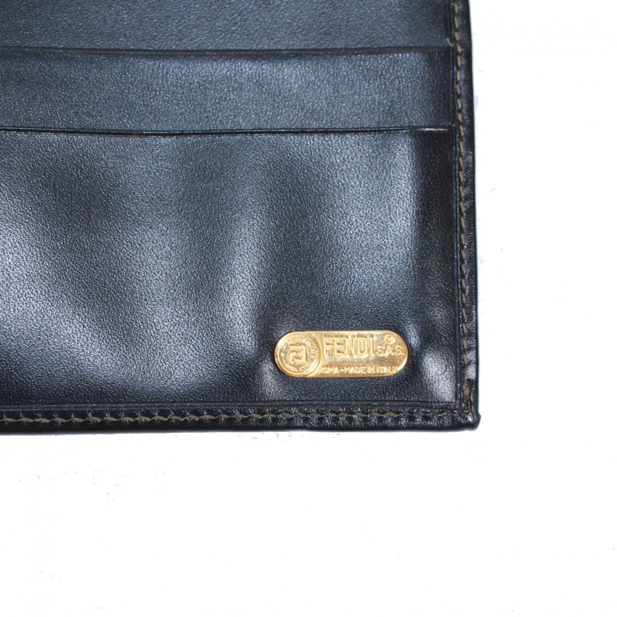 Fendi Black Khaki Pvc Leather Long Wallet (Bi-Fold) (Pre-Owned)