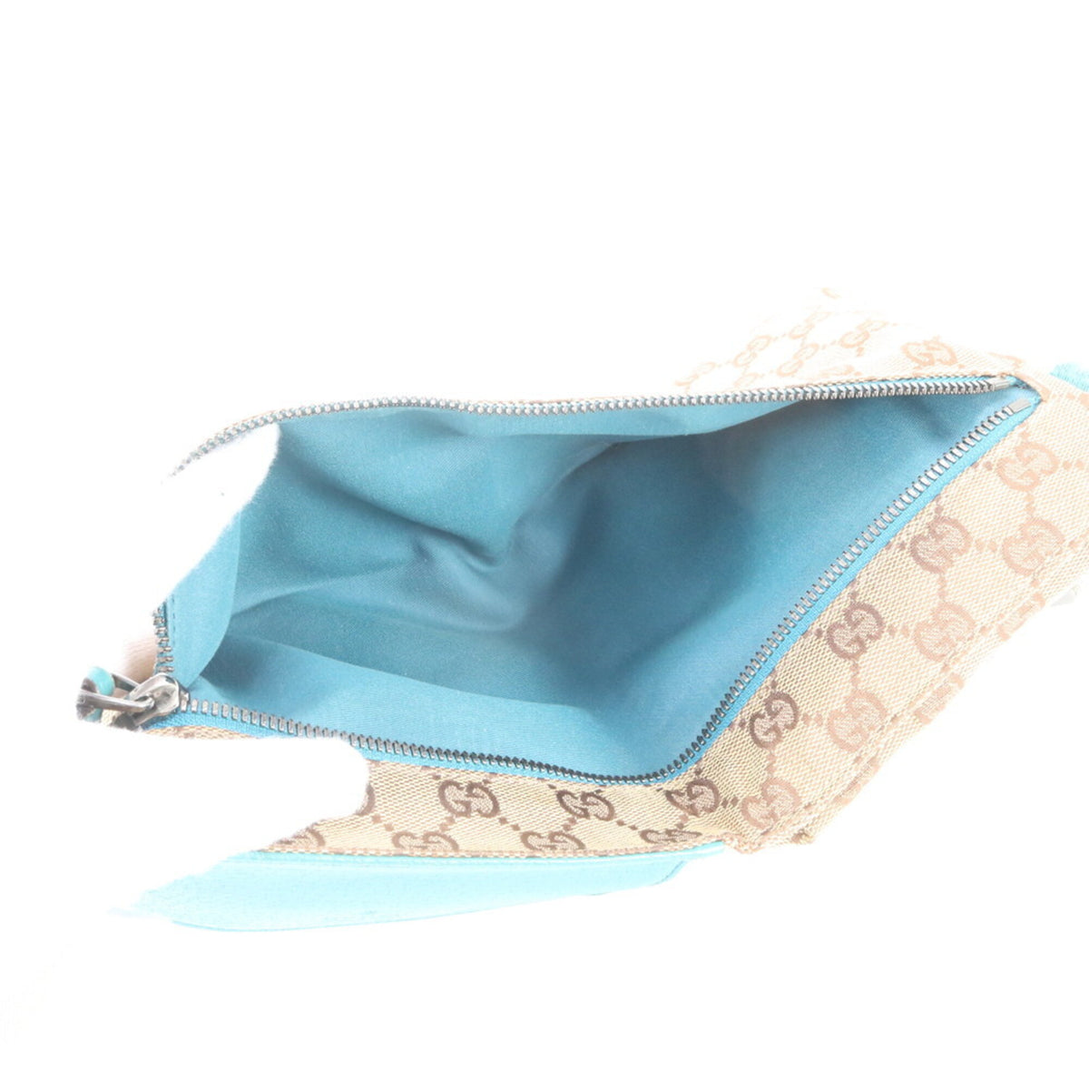Gucci Blue Brown Leather Canvas Pouch Sling Bag (Pre-Owned)