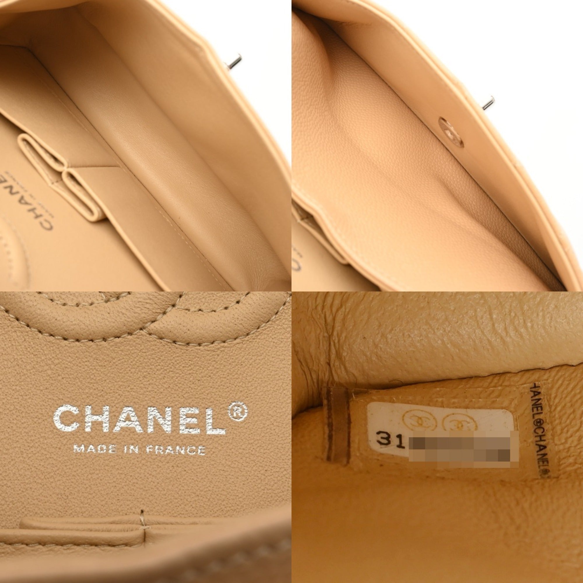 Chanel Beige Grained Calfskin Shoulder Bag (Pre-Owned)