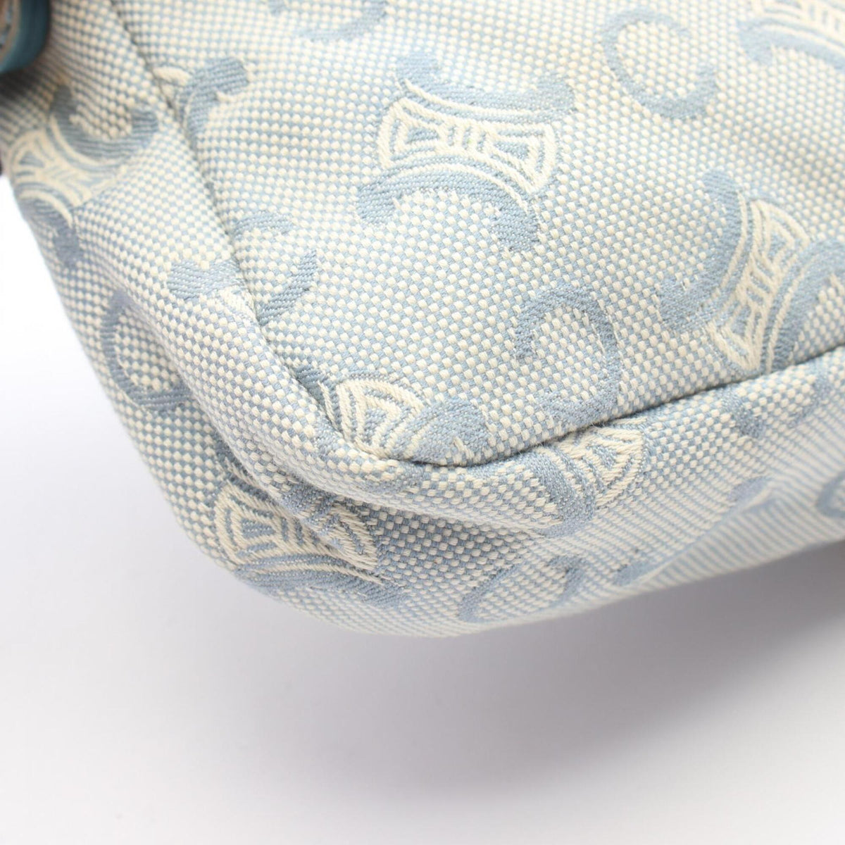 Celine Blue White Canvas Leather Handbag (Pre-Owned)