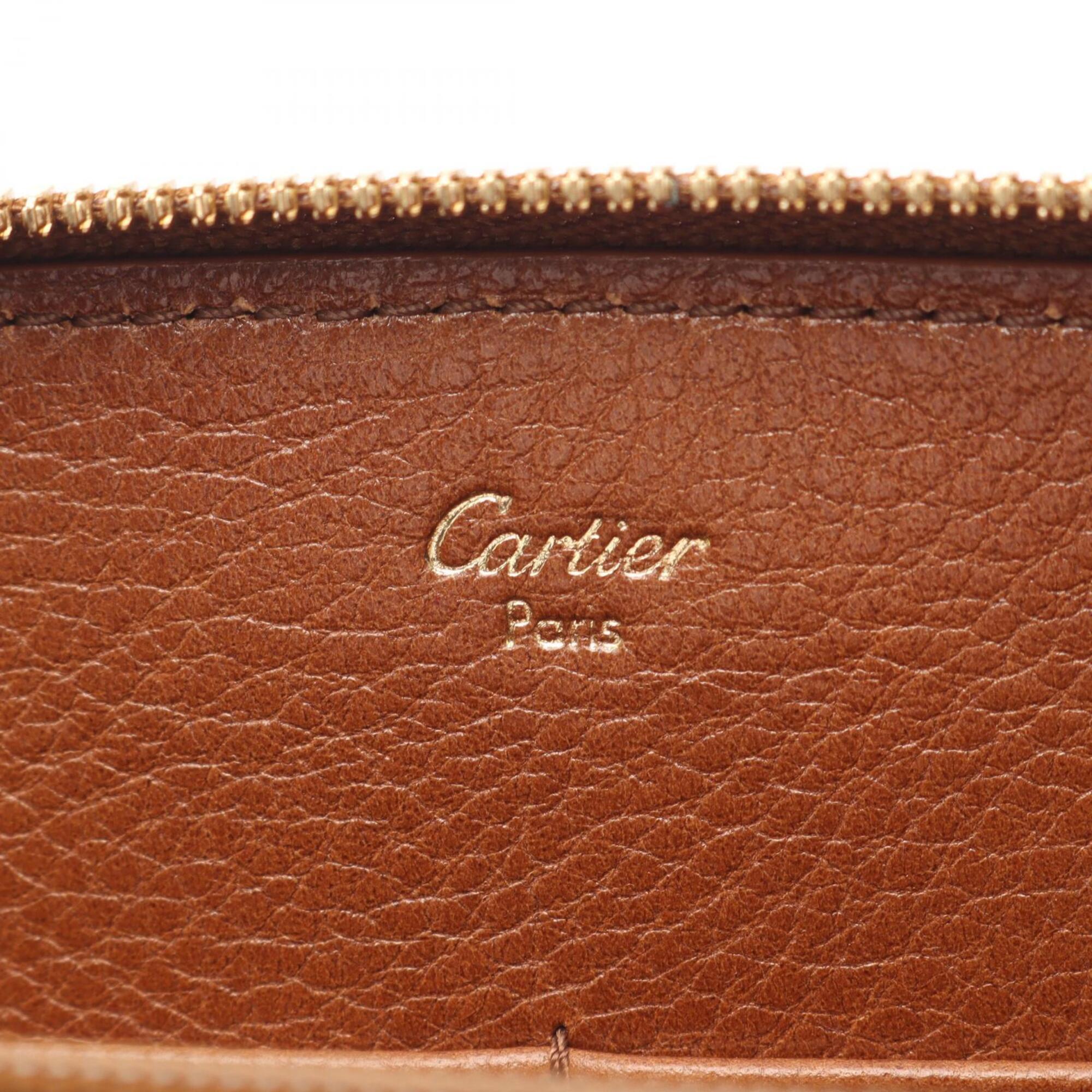 Cartier Brown Leather Long Wallet (Bi-Fold) (Pre-Owned)