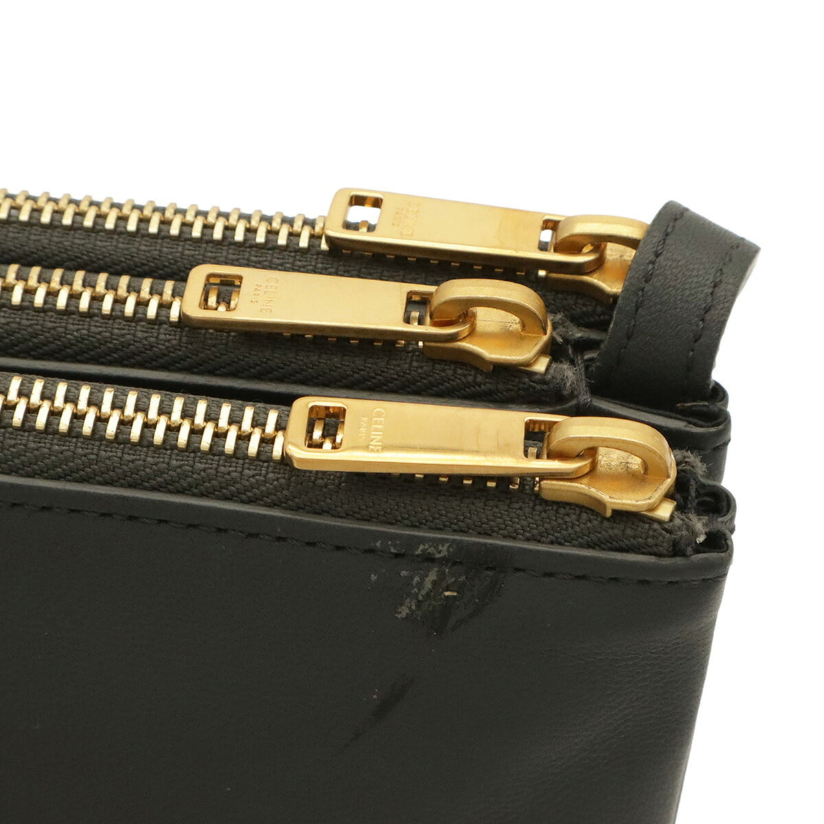 Celine Gray Leather Handbag Pochette Pouch Shoulder Bag (Pre-Owned)
