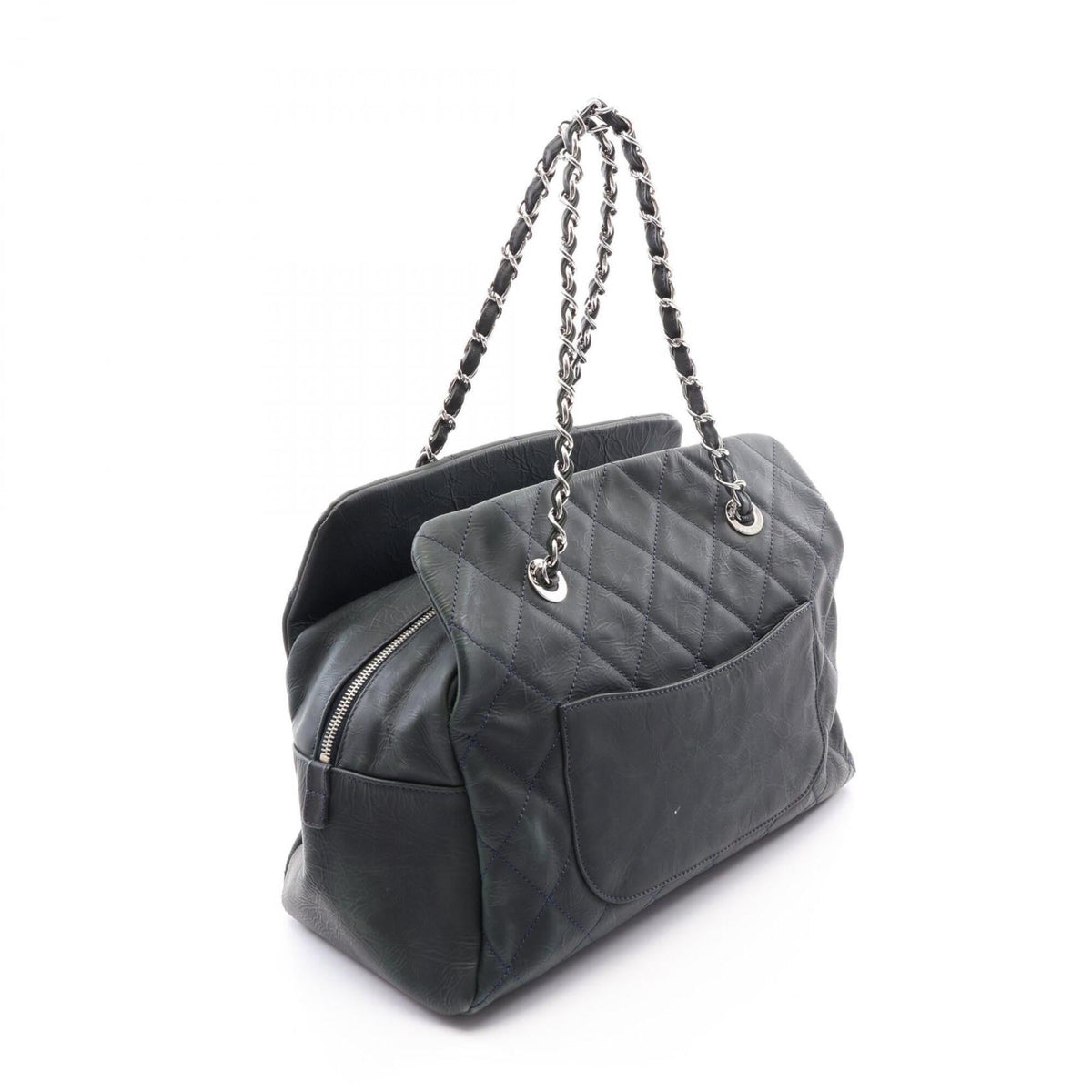 Chanel Matelasse Black Leather Handbag Tote Bag (Pre-Owned)
