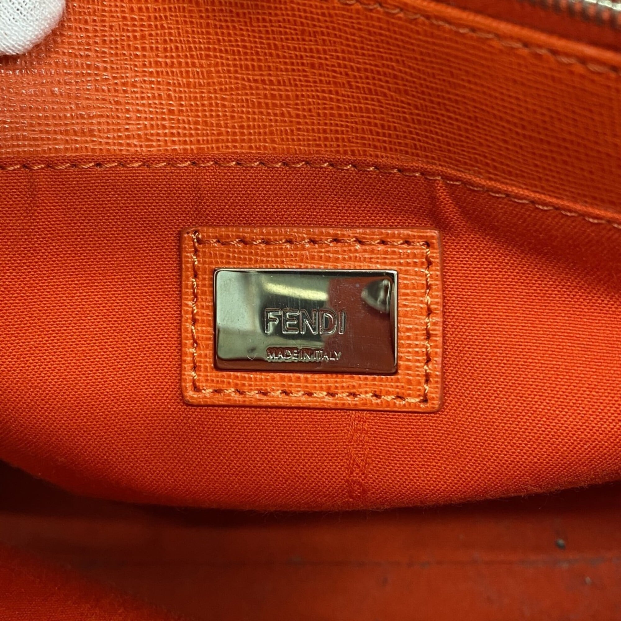 Fendi Blue Red Color Leather Handbag (Pre-Owned)