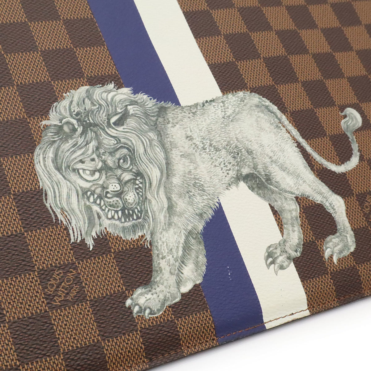 Louis Vuitton Brown Damier Canvas Navy White Damier Canvas Clutch Bag Pochette (Pre-Owned)