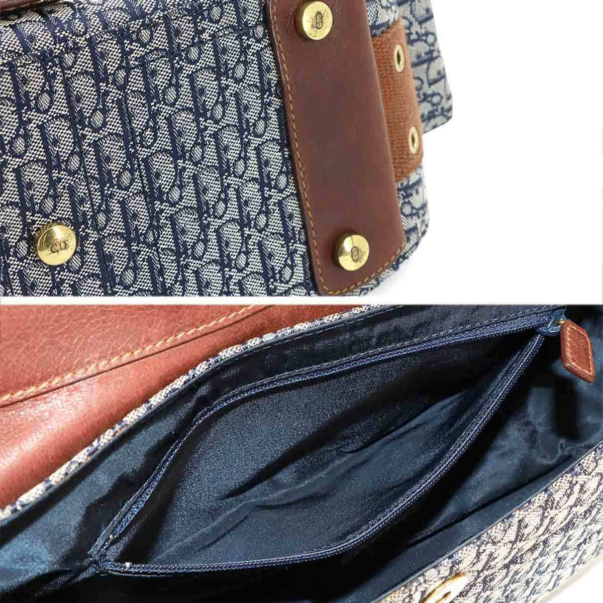 Christian Dior Brown Navy Trotter Handbag Pouch Shoulder Bag (Pre-Owned)