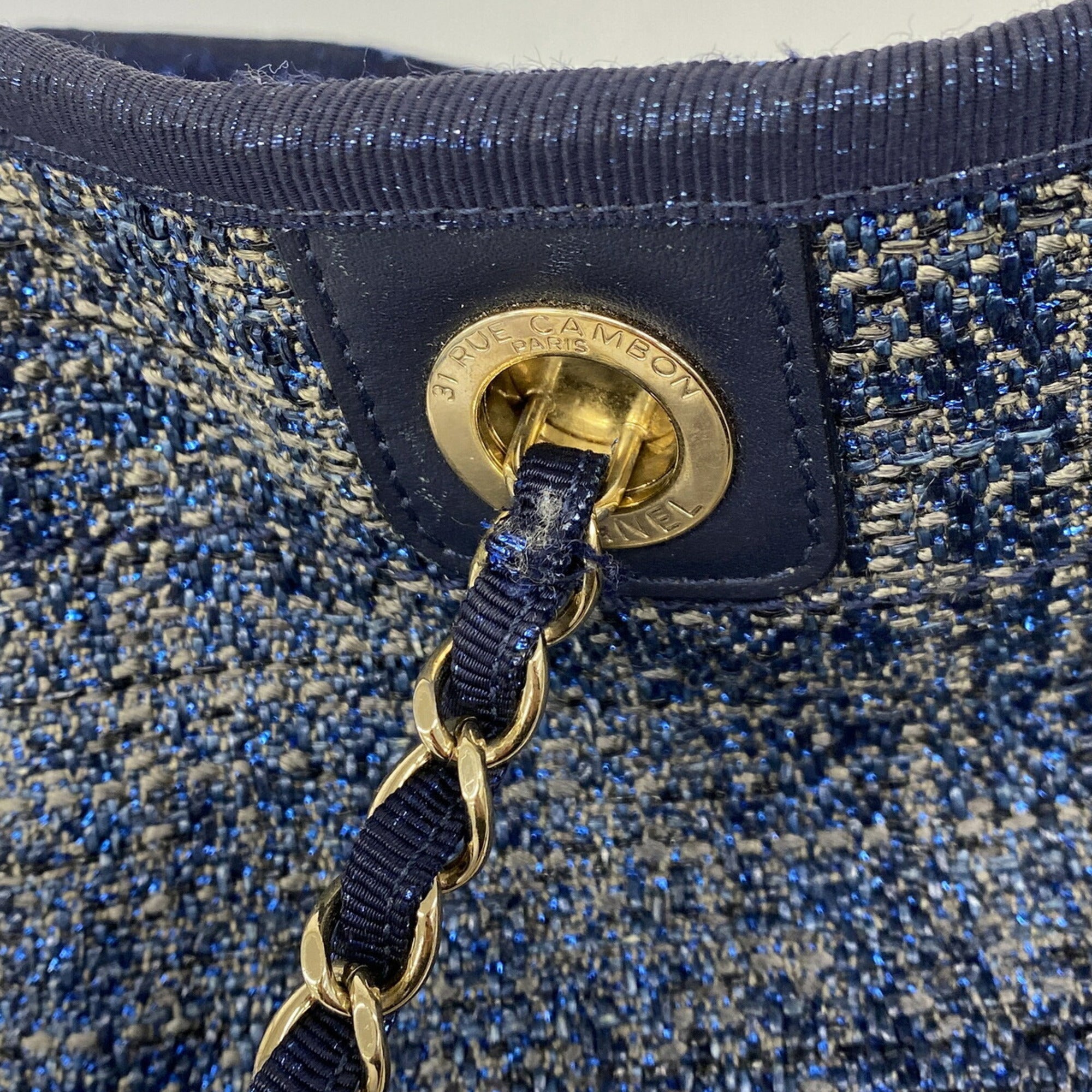 Chanel Blue Tweed Tote Bag (Pre-Owned)