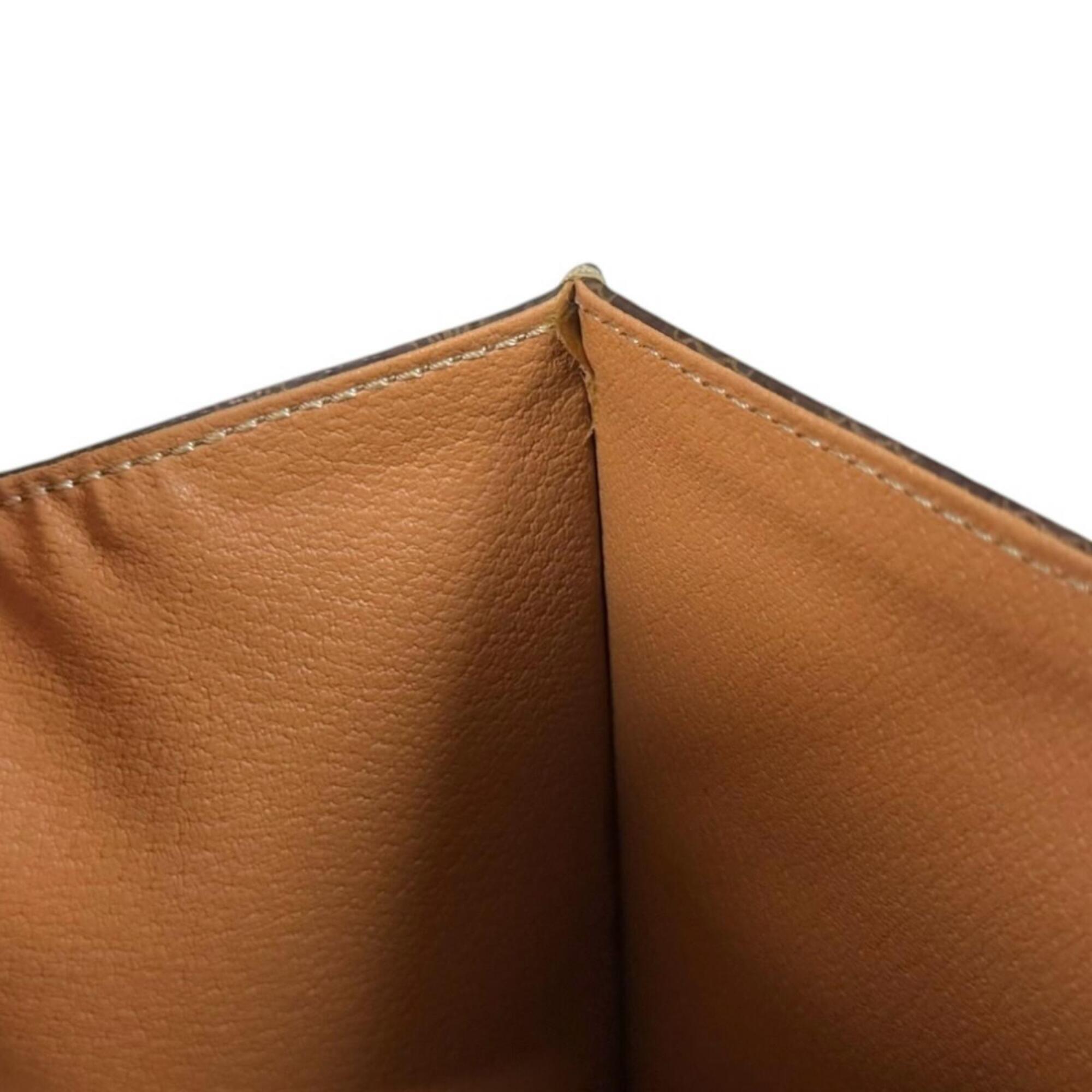 Celine Brown Coated Canvas Leather Clutch Bag Shoulder Bag (Pre-Owned)
