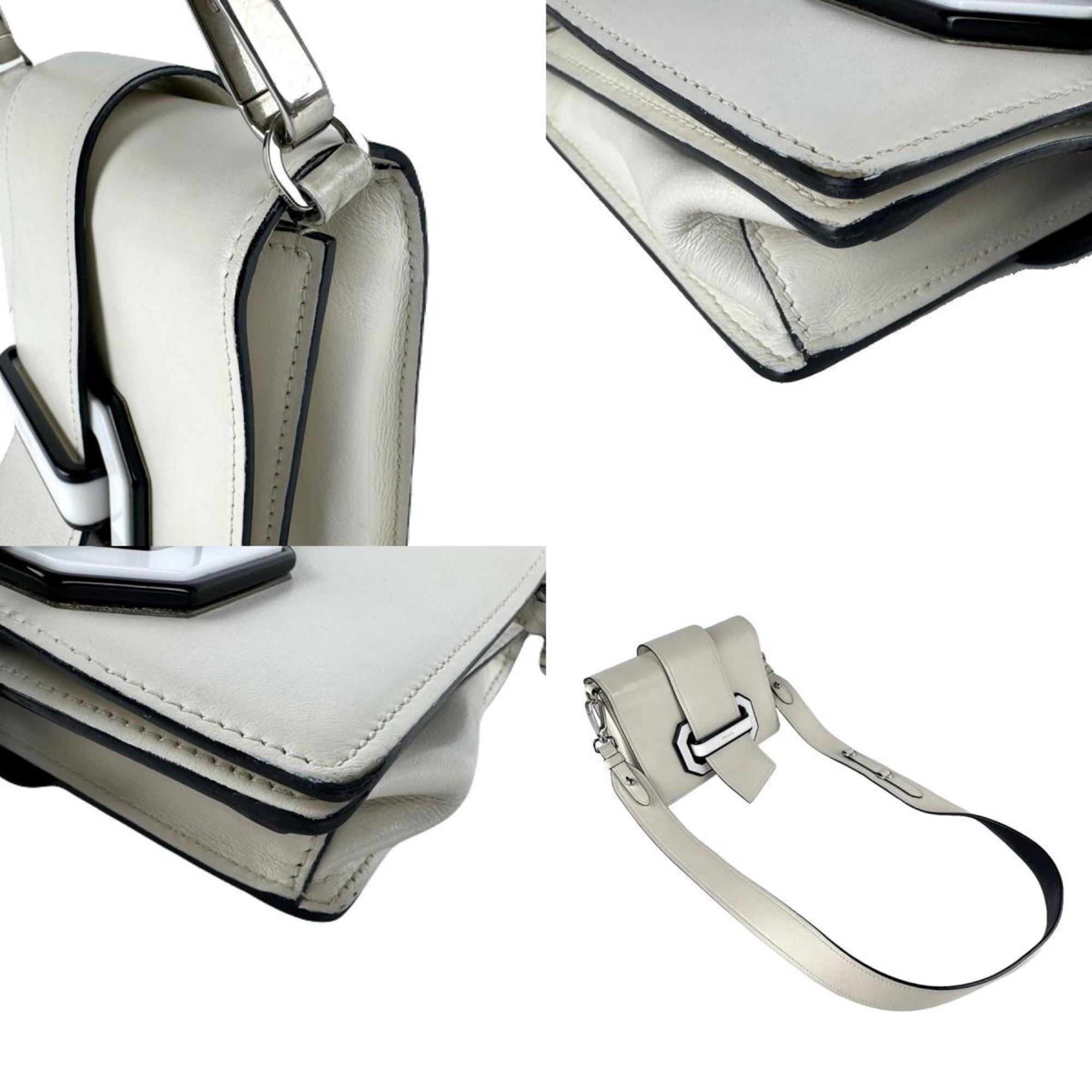 Prada Ivory Leather Shoulder Bag (Pre-Owned)