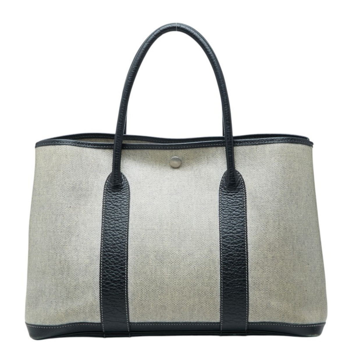 Hermes Beige Black Toile H Negonda Leather Handbag Tote Bag (Pre-Owned)