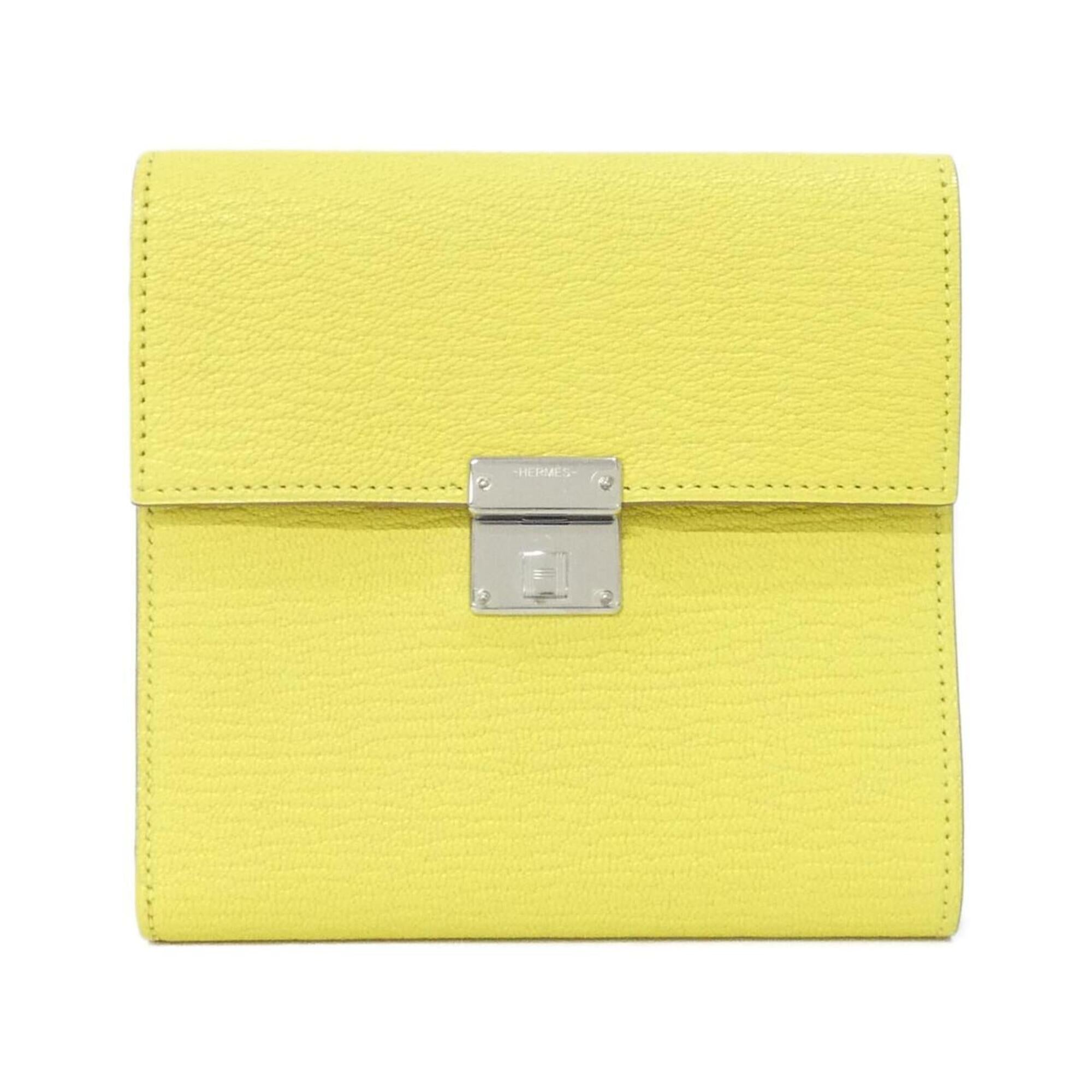 Hermes Lime Chevre Leather Wallet (Tri-Fold) (Pre-Owned)